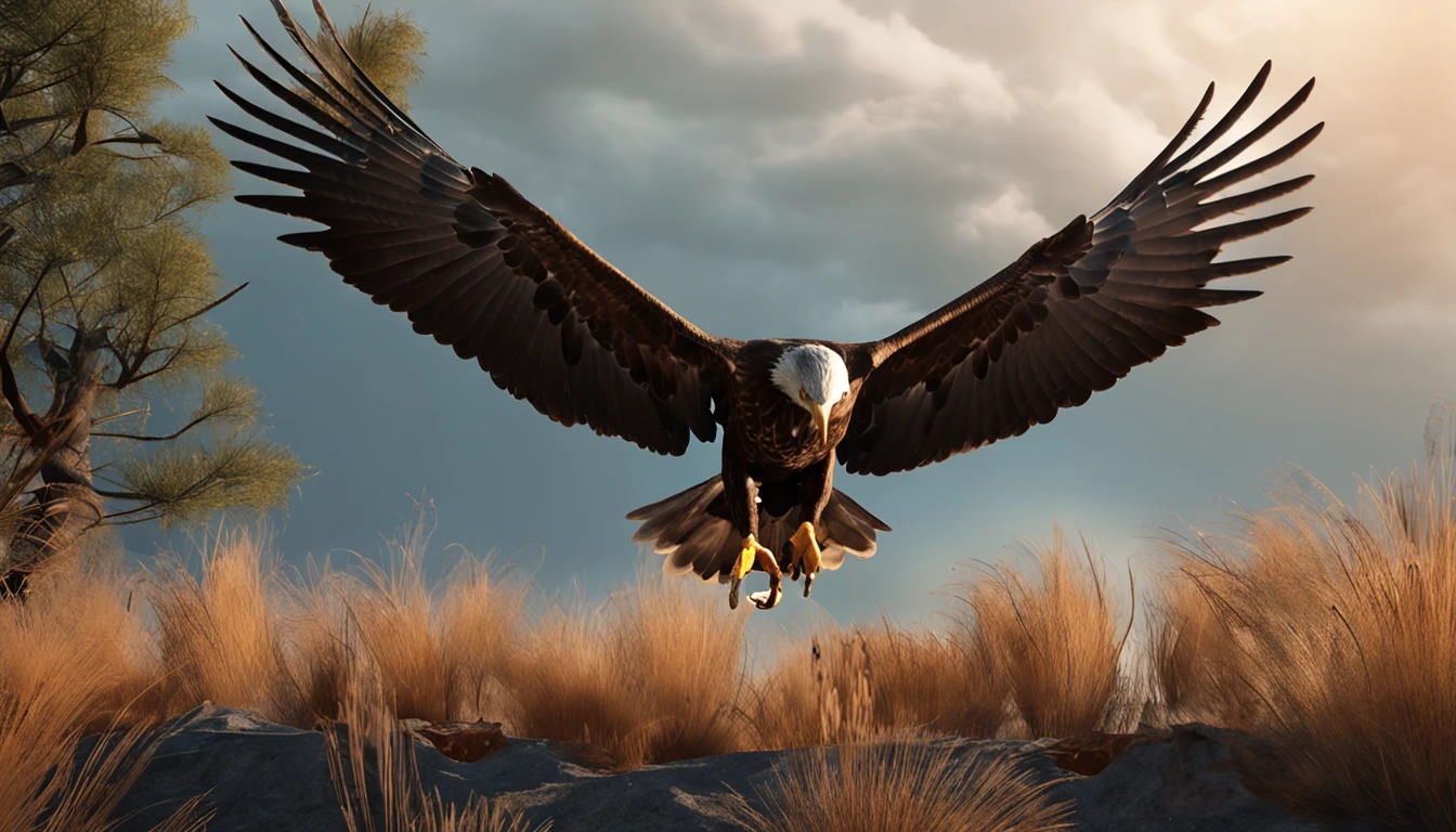 an eagle preparing to attack a snake on the ground, The eagle comes from the left side to the right and the snake looks up, a cobra esta de boca aberta mostrando so dentes