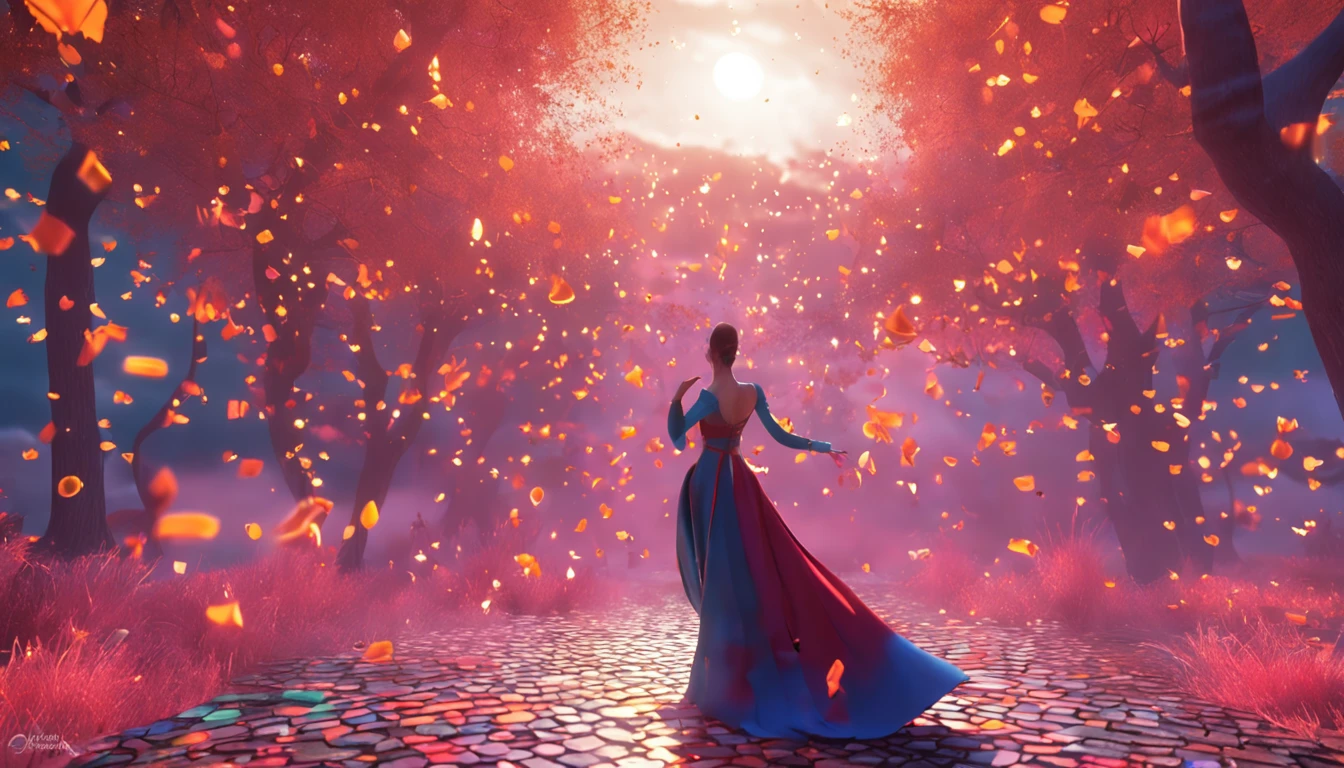 Two-dimensional beauty,National style,Dance under the starry night,Intoxicating,Full body photo