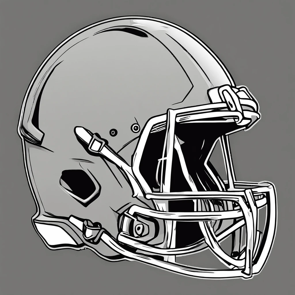 Ready to print high-quality vector artwork of a side profile, simple grey football helmet adorned by a human skull, plain white or transparent background.