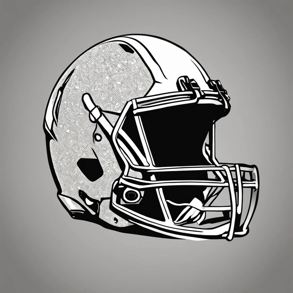 Ready to print high-quality vector artwork of a side profile, simple grey football helmet worn by a human skull, plain white or transparent background