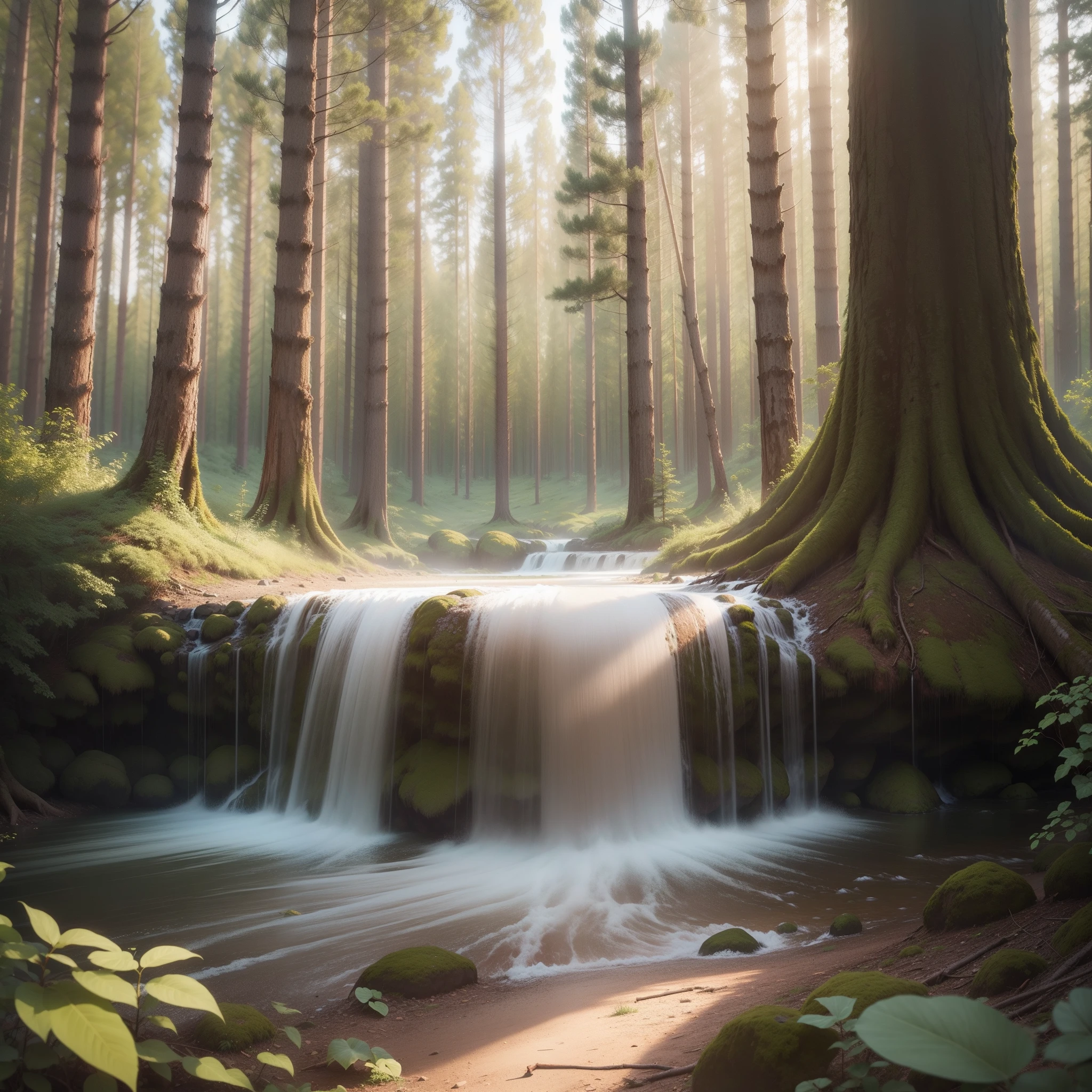 ((Best quality)), forest, soft colors