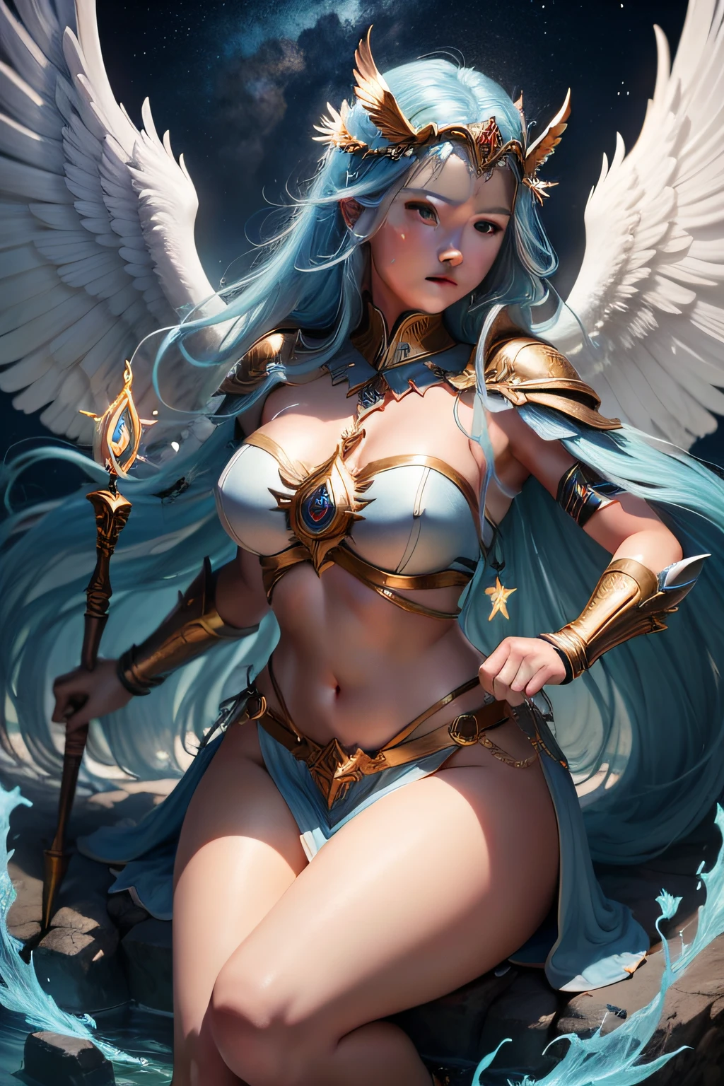 uma mulher com asas voando pelo ar, as a mystical valkyrie, do cavaleiro do anjo, being brilliant angelic, mystical valkyrie, de uma meninabonita, de anjo lindo, deusa, angelic, Mago Celestial Lindo, Angelic purity, mystical, valkyrie, angelic, fada astral, Ethereal Angelic Being of Light, Deusa da Luz