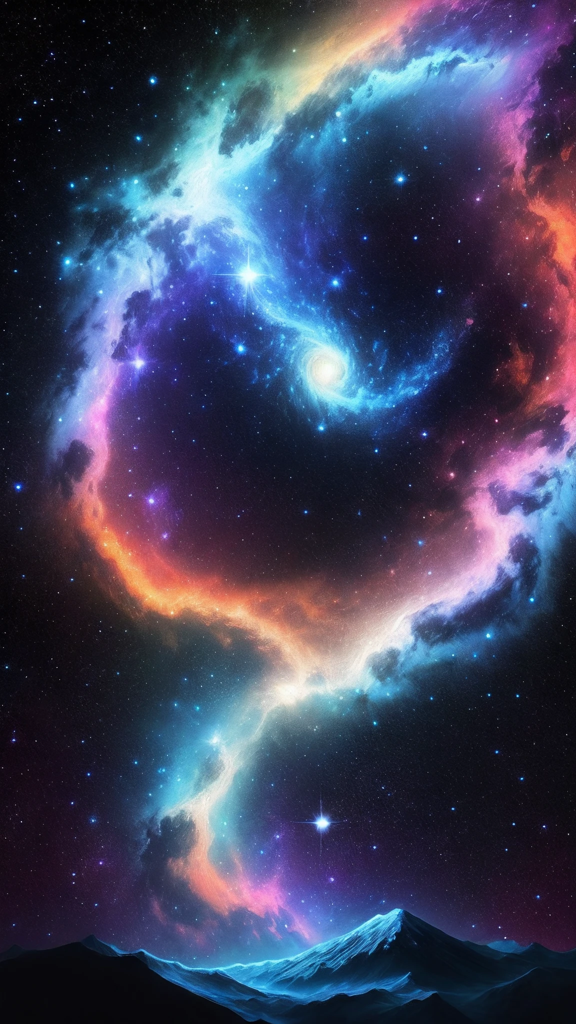 A colorful galaxy with a spiral shaped galaxy in the middle - SeaArt AI