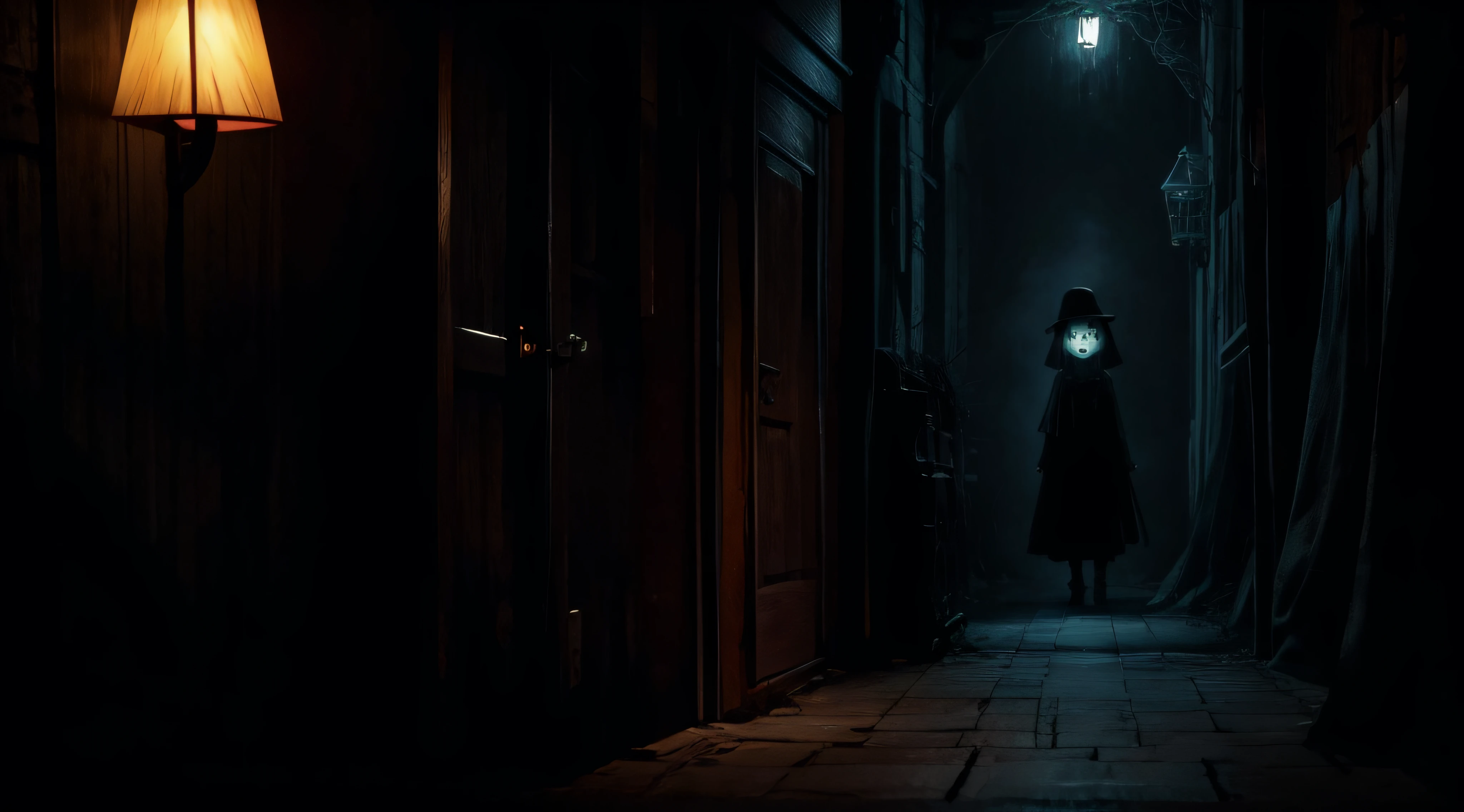 "Type of Image: Digital painting
Subject: A sinister, life-sized doll wandering through a decaying carnival at night, surrounded by abandoned rides and faded circus tents. The doll has a cracked, expressionless face and broken limbs, with strings dangling from its joints. The carnival is shrouded in mist and darkness, with flickering lights casting eerie glows. The image is inspired by the horror artwork of Clive Barker, with a blend of surrealism and dread. The camera shot is a dynamic medium shot, capturing the doll's movement and the dilapidated carnival elements. Use a 35mm lens for balanced detail. The lighting is a mix of moonlight and surreal, off-kilter sources, creating a sense of unease. The resolution should be 8K to capture the doll's unsettling appearance and the carnival's eerie atmosphere."