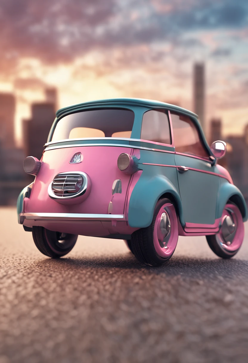 Cute little car toy model，Sleek design，Rich pastel color scheme，Interesting exterior design，c4d渲染，OC rendering，cg，hyper HD，ultra - detailed