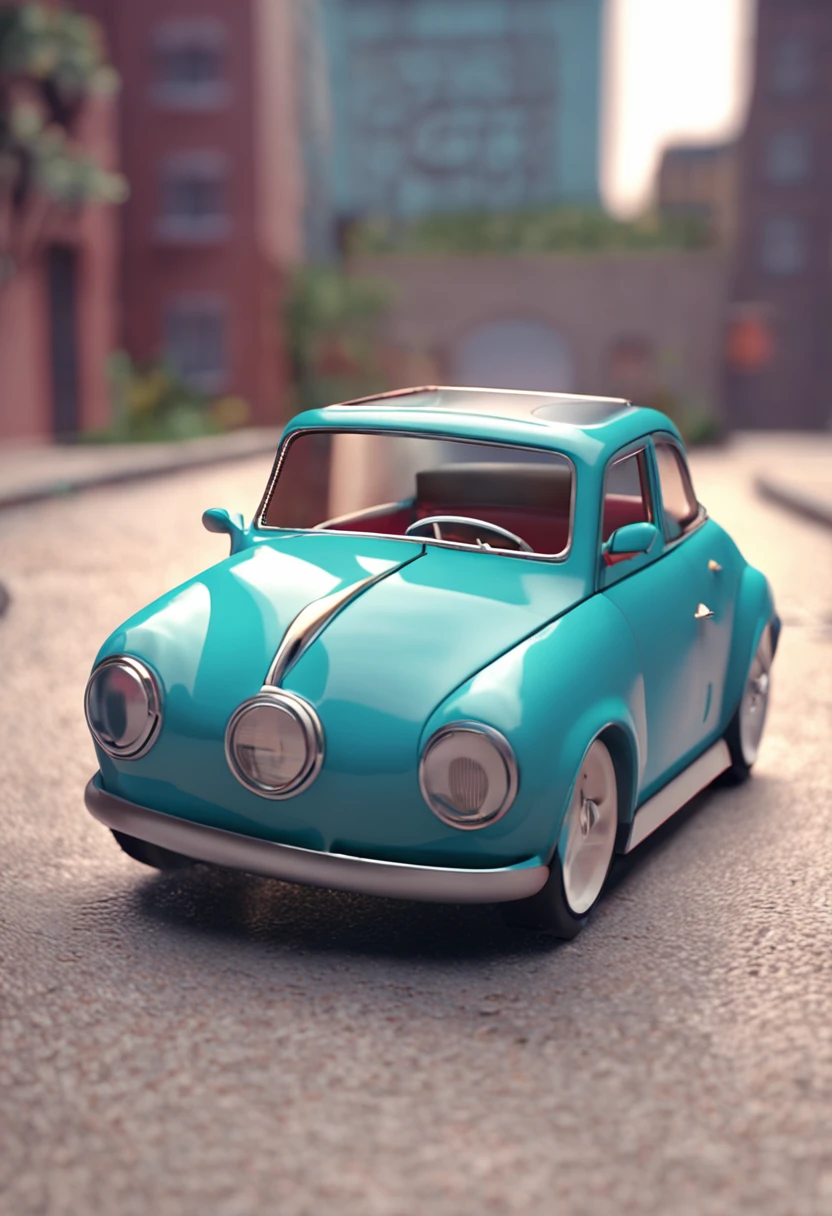 Cute little car toy model,Sleek design,Rich pastel color scheme,Interesting exterior design,c4d渲染,OC rendering,cg,hyper HD,ultra - detailed