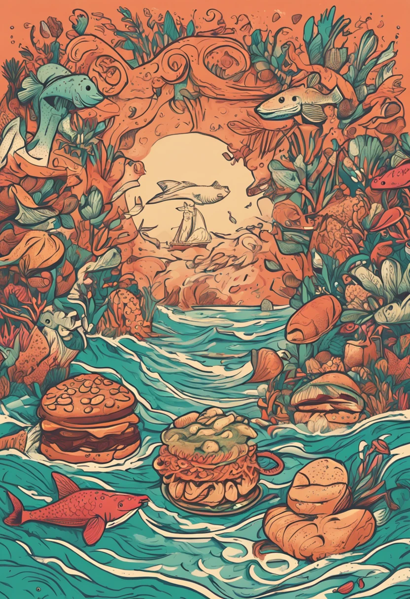 food curt wall branding with mermaids