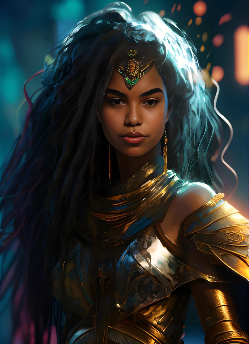 um close up de uma mulher com cabelos longos usando uma roupa dourada, Artgerm Julie Bell Beeple, Alena Aenami e Artgerm, Ross Tran 8 K, Wojtek FUS, arte do personagem charlie bowater, Artgerm e Atey Ghailan, Artgerm e Wlop, Charlie Bowater e Artgerm