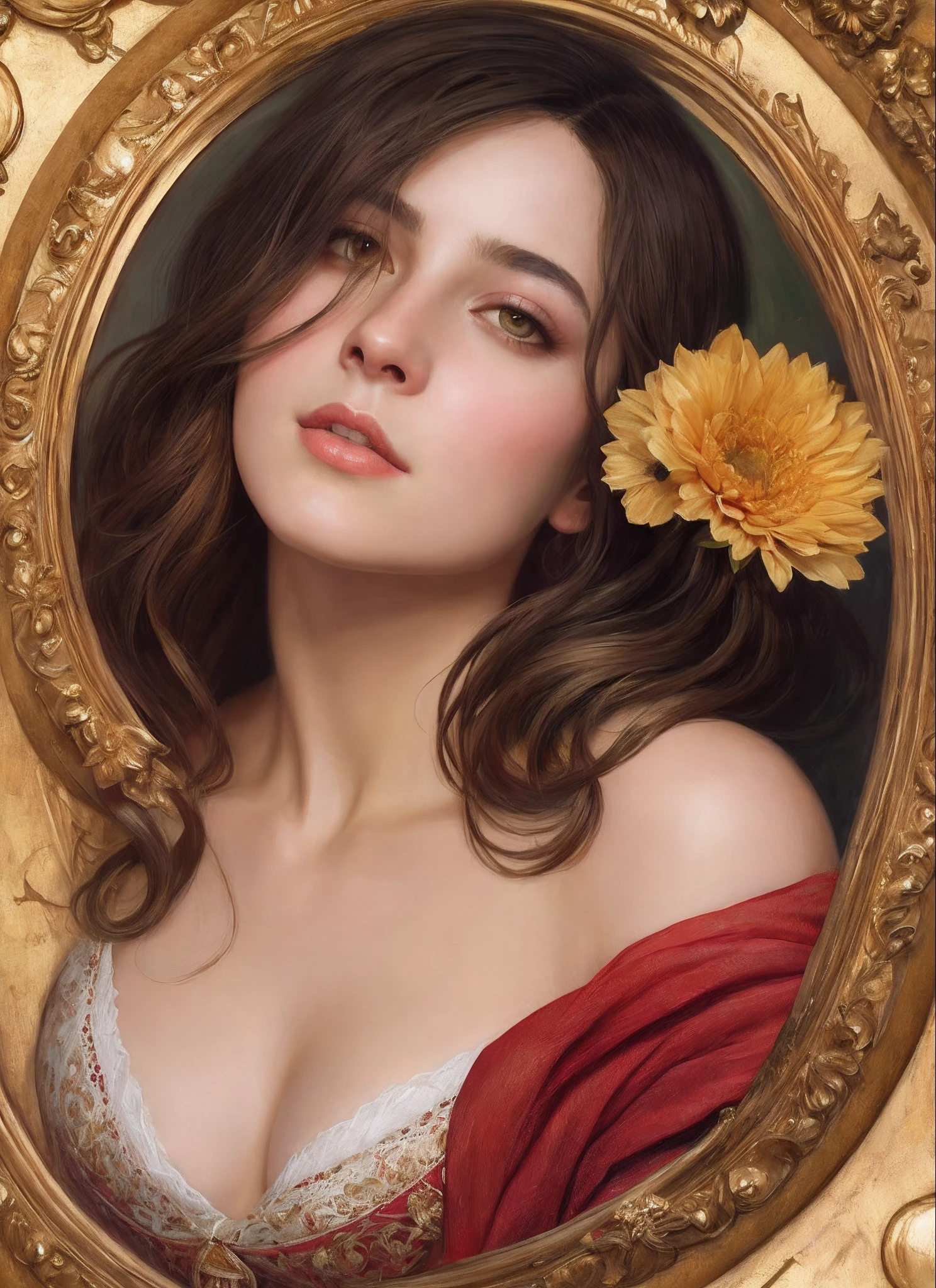 (simetria: 1.1) (Retrato de Floral: 1.05) uma mulher como uma bela (Artemis deusa), (Estilo Assassin's Creed: 0.8), with a bow studded with precious stones in hand, esquema de cores rosa e dourado e opala, bela e Intrincado pintura facial filegrid, Intrincado, elegante, altamente detalhada, Pintura digital, arts station, arte conceitual, liso, foco nítido, illustration, Arte de Greg Rutkowski e Alphonse Mucha, 8k