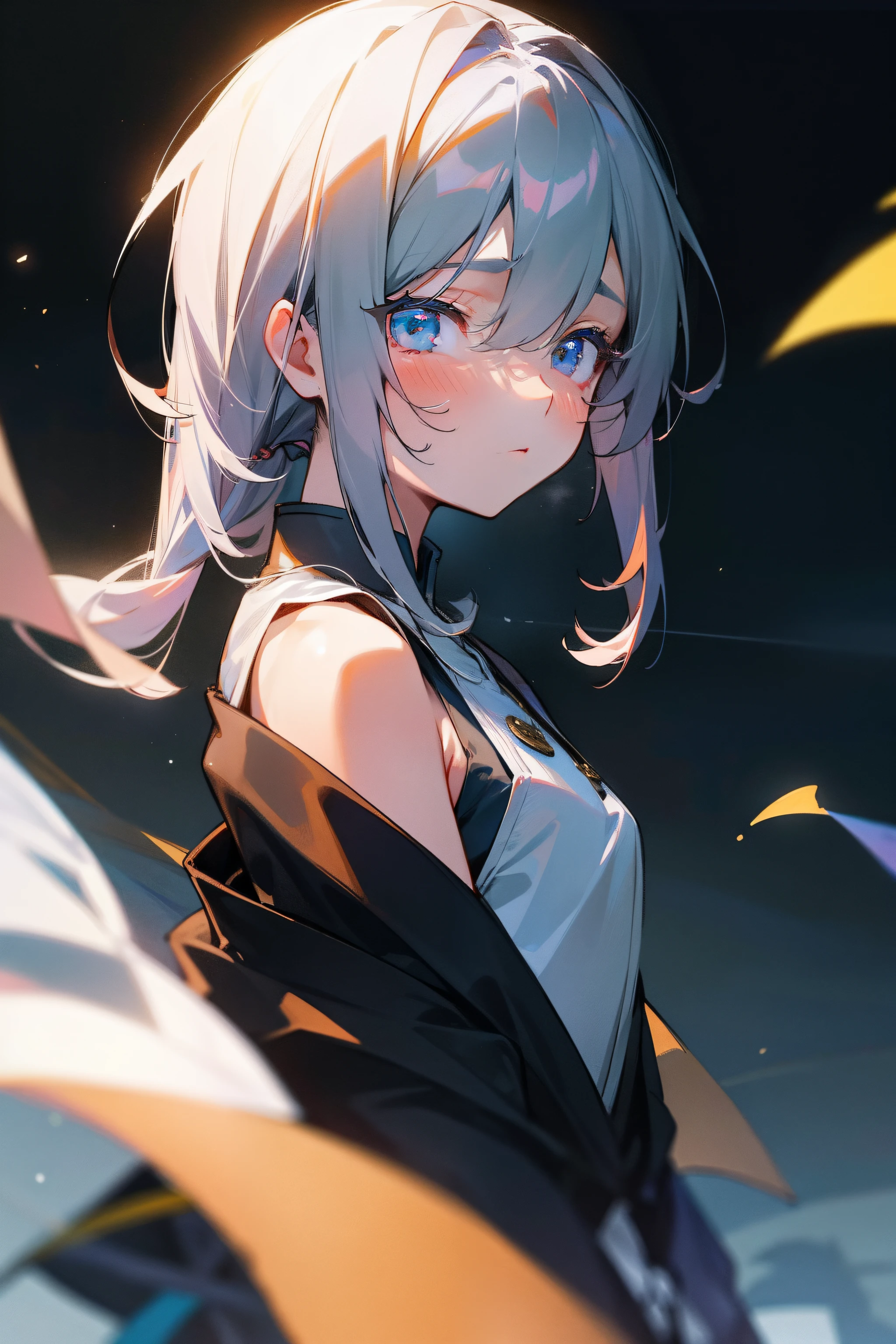 best qualtiy,tmasterpiece,超高分辨率,(真实感:1.4),RAW photogr,1girl,cropped shoulders,in the darkness nigth,deep shading,low tune,cold light,The eyes are clear and bright,younge boy