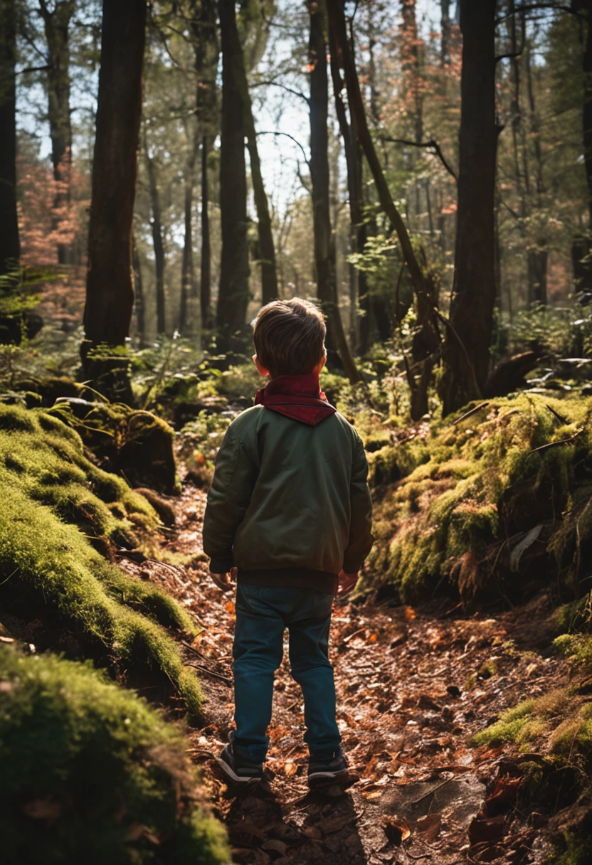Sam and Ethan small boys adventured in the forest and sees black scary figure