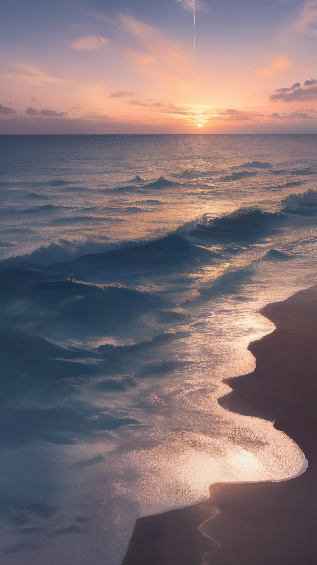 The afterglow of the sunset over the sea