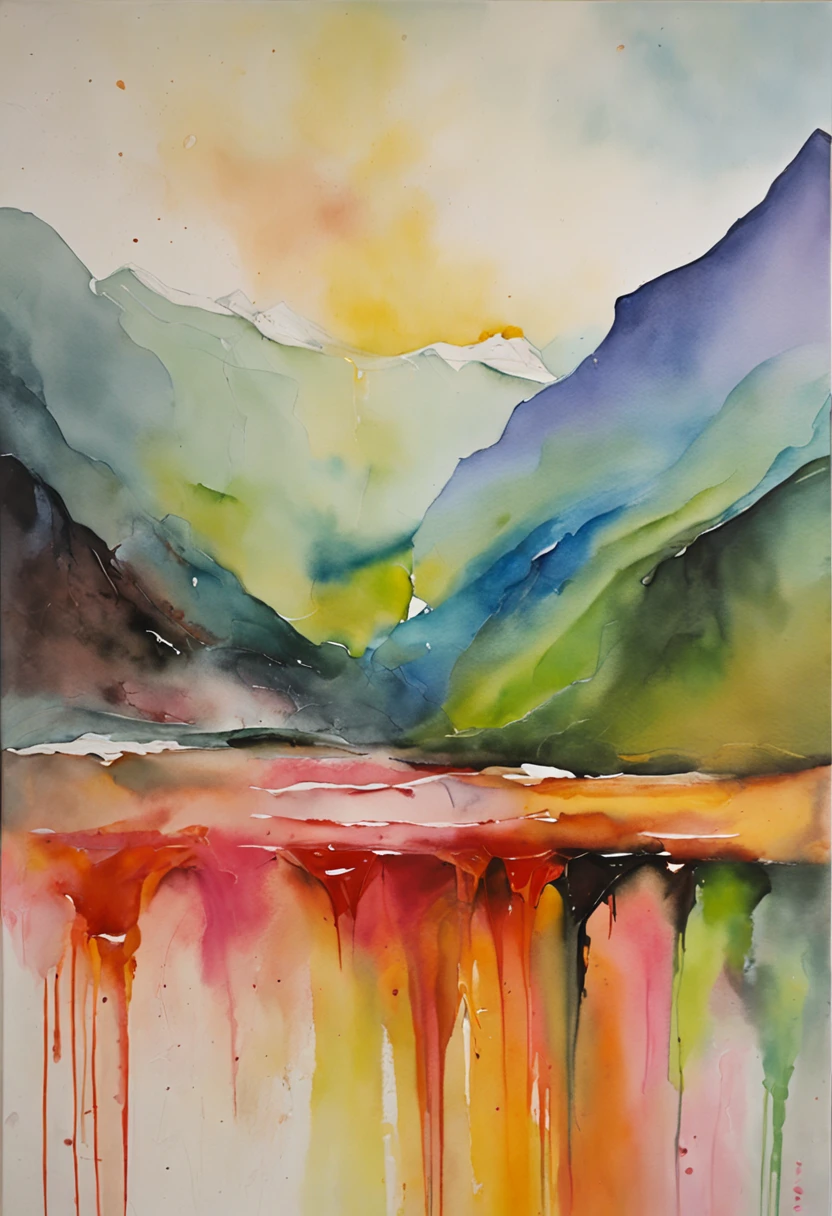 (aquarela paiting,Swiss glaciers
