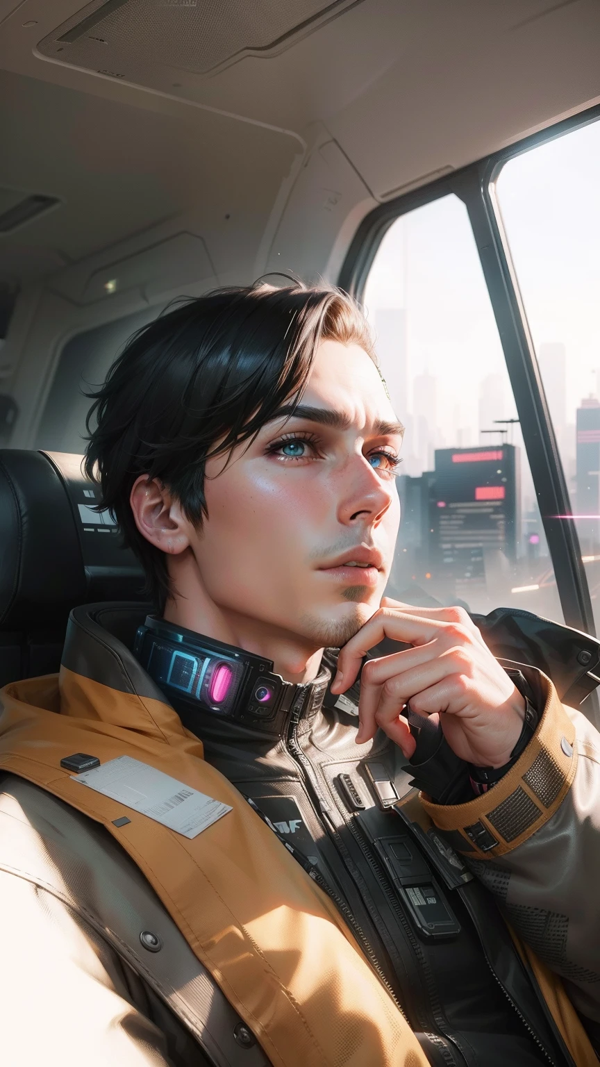 change backround cyberpunk handsome boy, realistic face, 8k, ultra realistic,