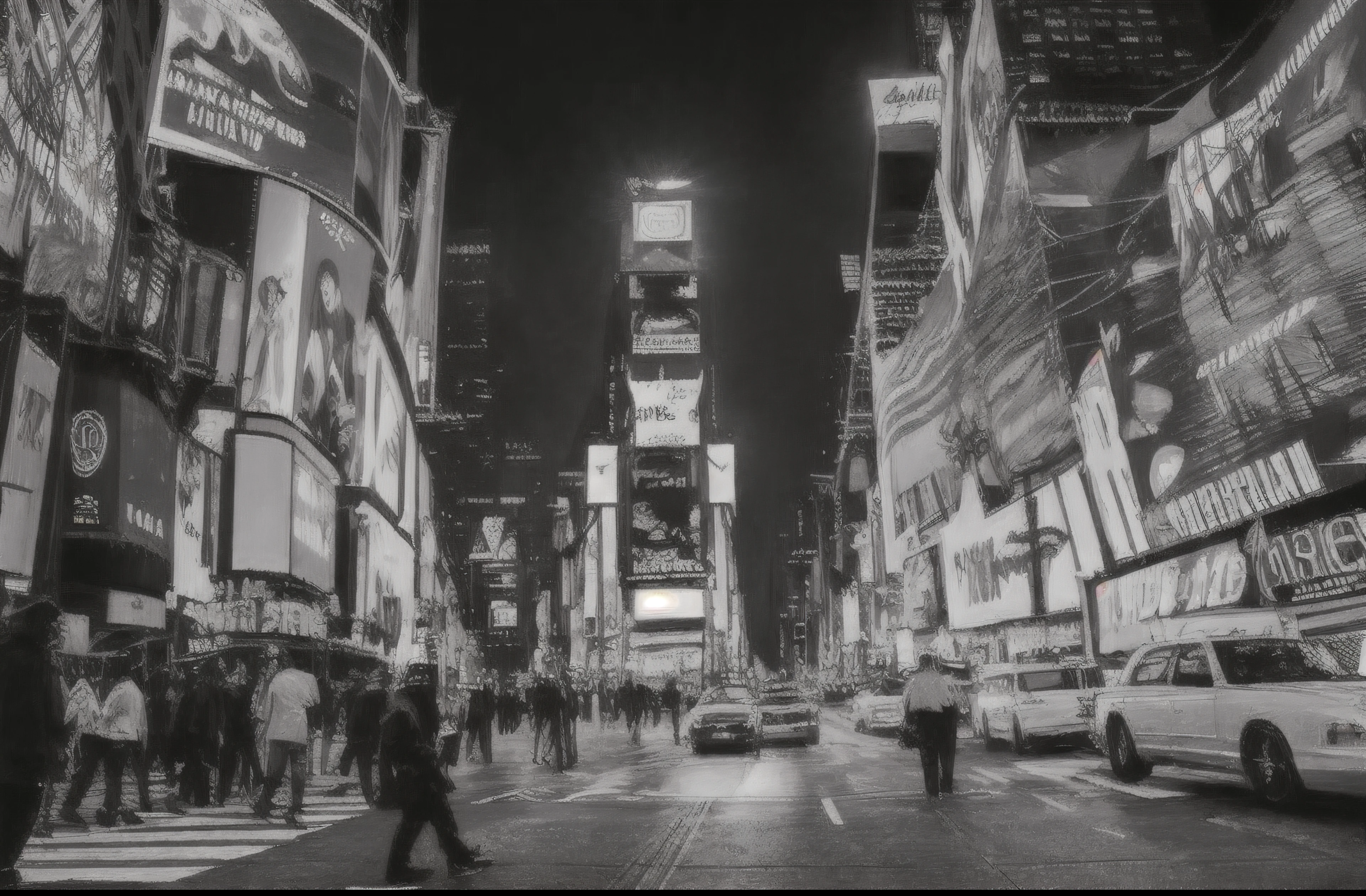 Araful City Street por la noche con gente cruzando la calle, La ciudad que nunca duerme, Times Square, Plaza del Tiempo, en Time Square, post-apocalyptic times square, Calles de Nueva York, Noche ocupada, En Times Square, De pie en Time Square, En el centro de Nueva York, Calle de Nueva York, Vida nocturna, Calles de Nueva York, Calles concurridas