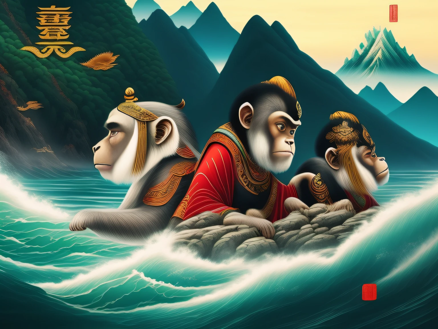 Chinese mythology and stories,Inspired by the classics of the mountains and the sea,A monkey has four ears