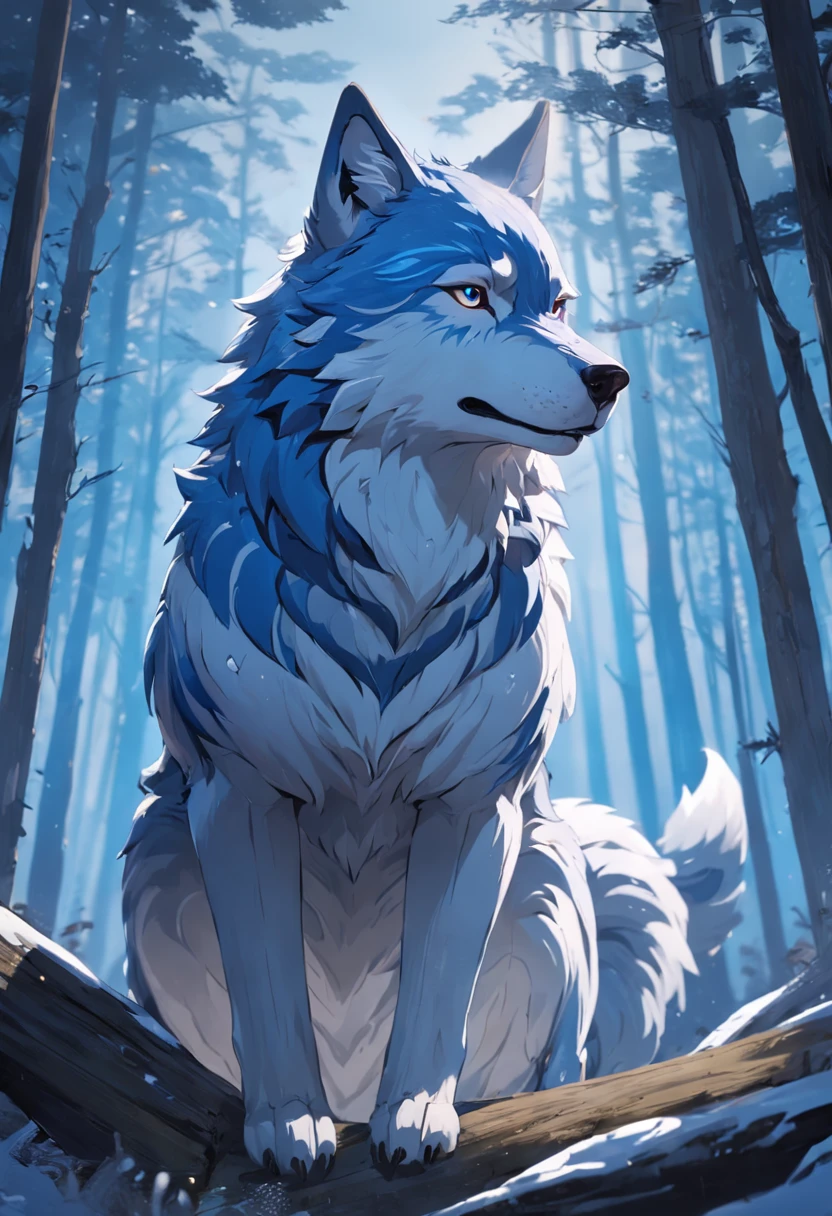 "Surreal 32K level(32K)Portrait of a Russian wolf,Capture every pore and texture with a delicate texture and form,A huge and mysterious wild wolf,Covered in blue and white stripes,A stark contrast to the surrounding landscape,The background is a wide sky,Dream scenes built with Unreal Engine 5,Stunning visuals!"