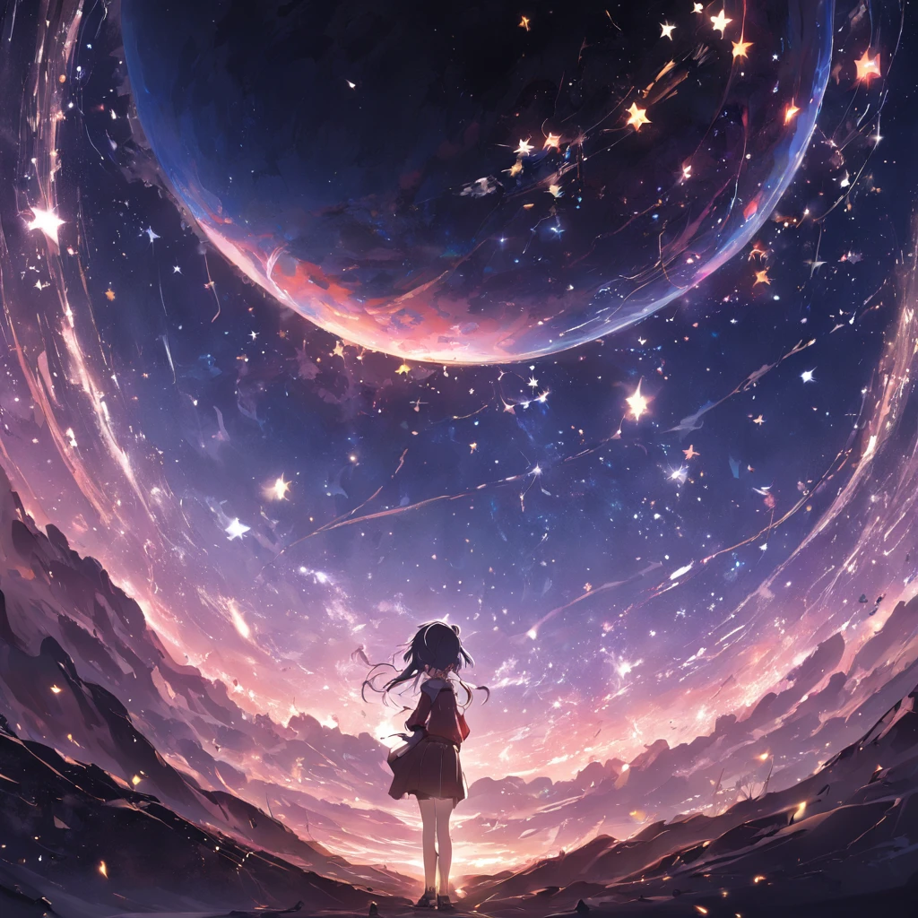 "(Fundo de estrelas: 1.4),(planeta terra e a lua),(Realistic high definition image 1.3),(wallpaper),(espectro em de arcoires em volta 1.2)( efeito de luz de filme, 4k)"