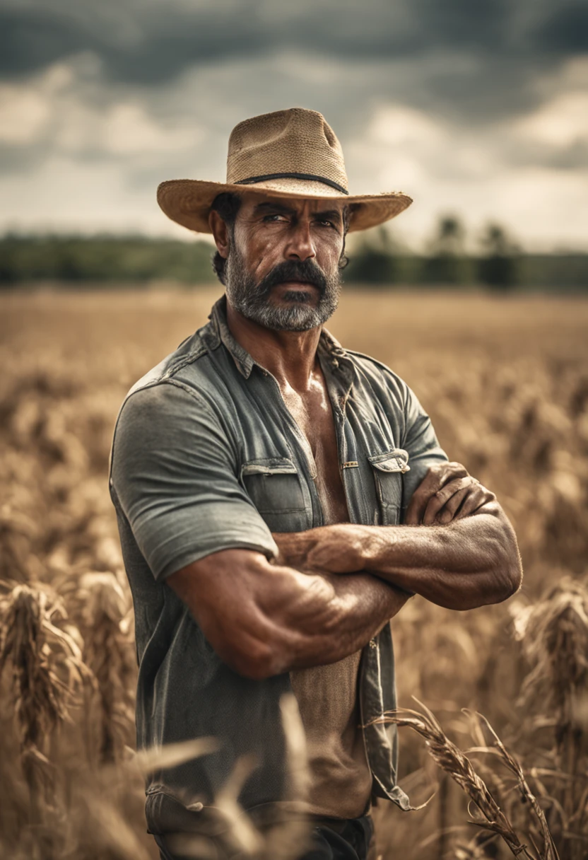 1man, smart man, short black hair, black eyes, tan skin bearded farmer with straw hat standing crossed arms in field with sun behind him Natural volumetric lighting and better shadows, foco clear, Portrait incredibly beautiful muscles, (messy painted body: 1.05), (fundo de rua com lojas: 1.15), hospital, (arms down 1.2), bandaged broken arm, pitoresco, Overexposure, fotorrealismo, fotorrealista, nsfw, sexy,, clear, focado, centrado, sensual, HD, 8k, DSLR, RAW
Image Size