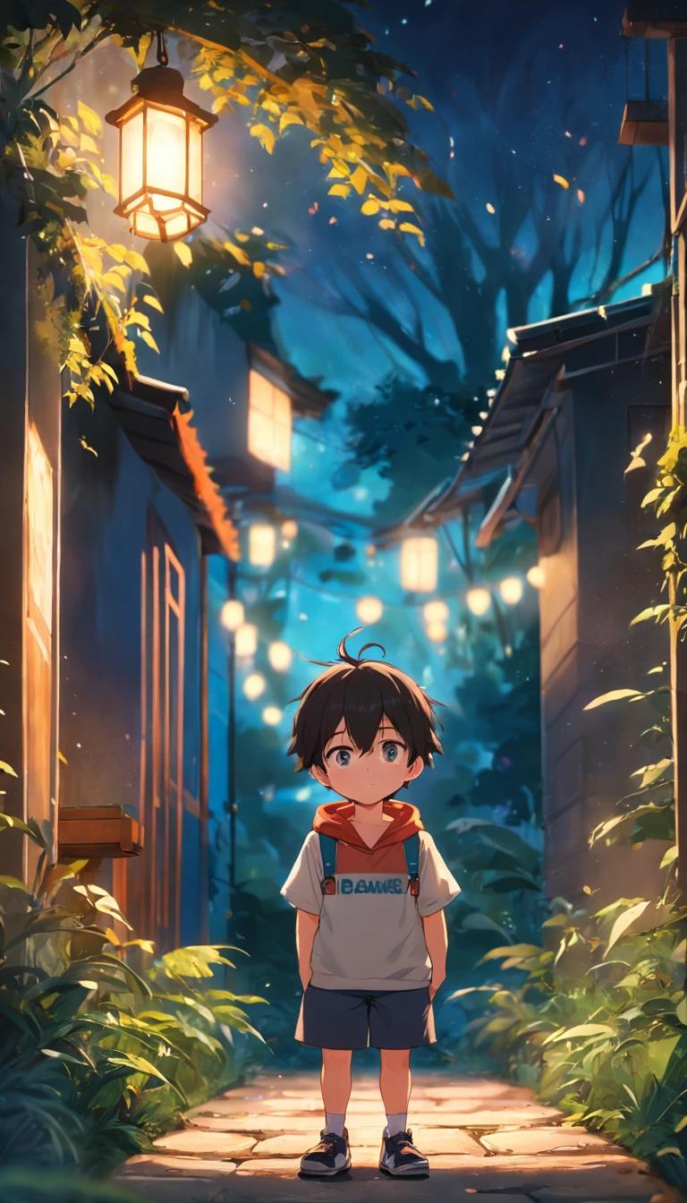 A 6-year-old boy standing in a garden, alta qualidade, Foco claro (mess - house: 0.8), (obra-prima: 1.2) (realista: 1.2) (Bokeh) (melhor qualidade) (pele detalhada: 1.3) (detalhes intrincados) (8k) (Detalhe Olho) (foco nítido), (assustado) (various poses) Desenho, modern cuts