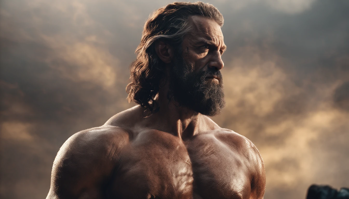 Stock Gricki Stoic
which is the Greek historical status with
Hercules profile muscles
Cinematic 8k and dark background