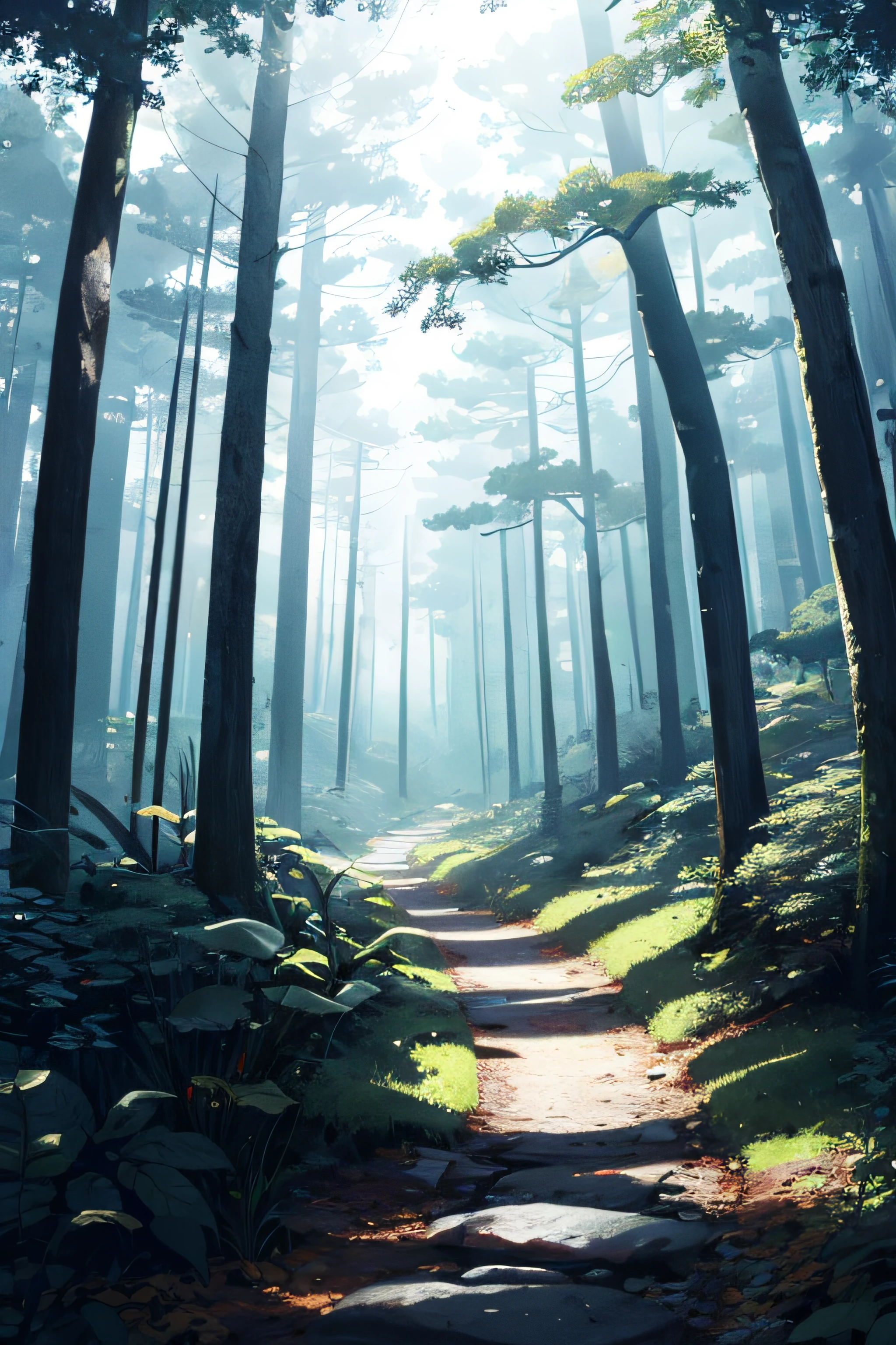 A path in the woods with a path leading through it - SeaArt AI