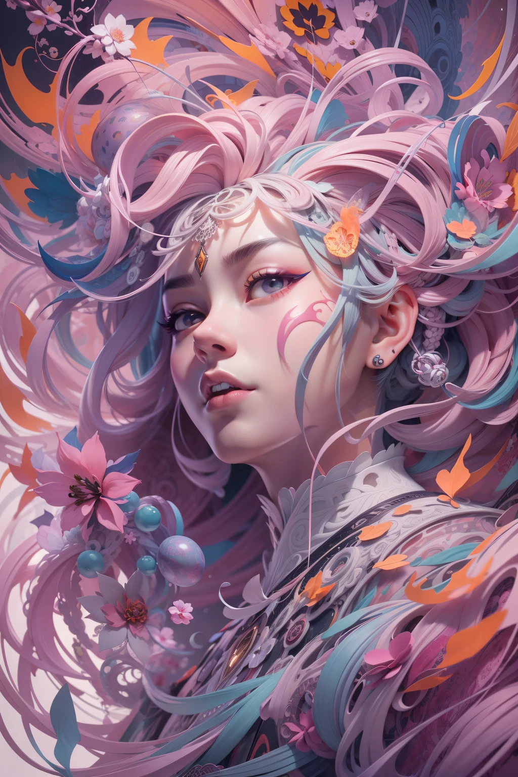 official art, unity 8k wallpaper, ultra detailed, beautiful and aesthetic, masterpiece, best quality, (zentangle, mandala, tangle, entangle), (fractal art:1.3) , 1girl, extremely detailed, dynamic angle, cowboyshot, the most beautiful form of chaos, elegant, a brutalist designed, vivid colours, romanticism, by james jean, roby dwi antono, ross tran, francis bacon, michal mraz, adrian ghenie, petra cortright, gerhard richter, takato yamamoto, ashley wood, atmospheric, ecstasy of musical notes, streaming musical notes visible
