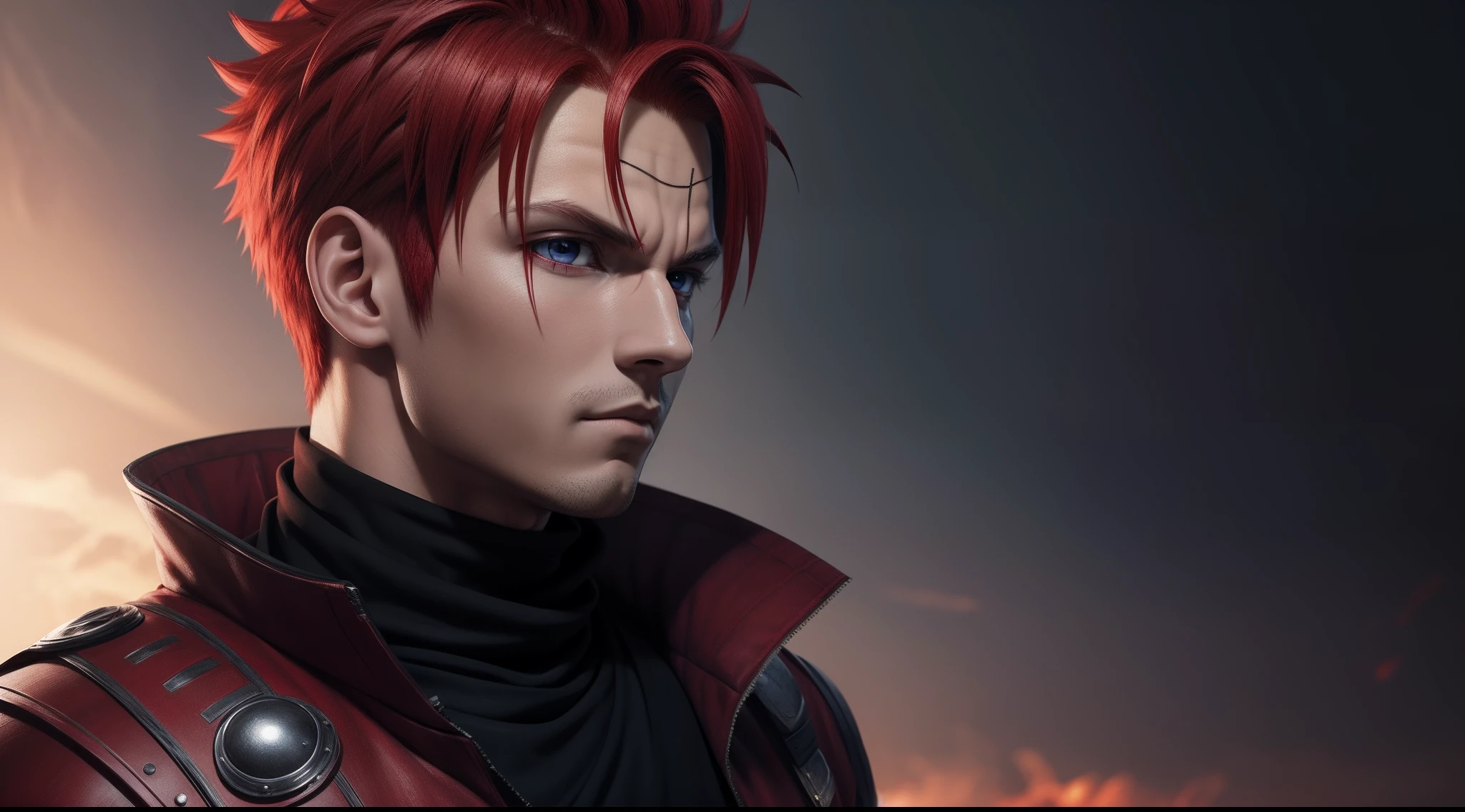 Profile picture, masterpiece, solo, extremely accurate rendering, cool handsome Gaara, trustworthy, savior of the world, simple design, best image, 8K, light red eyes, plus color with original demon ninja.