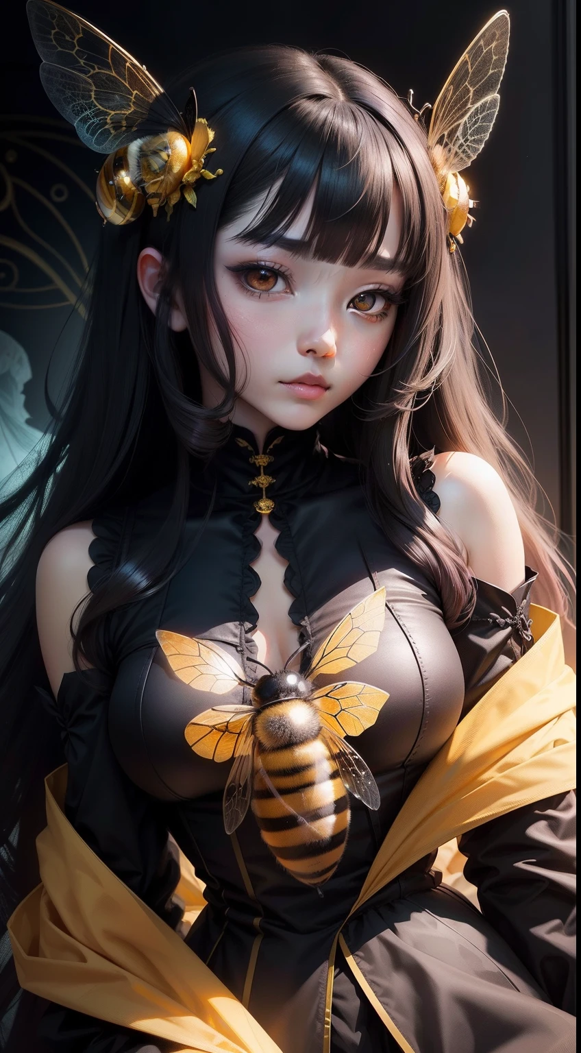 8K,Countless hornets hovering in the air,ultra high resolution,Super realistic,Precise wasp details,