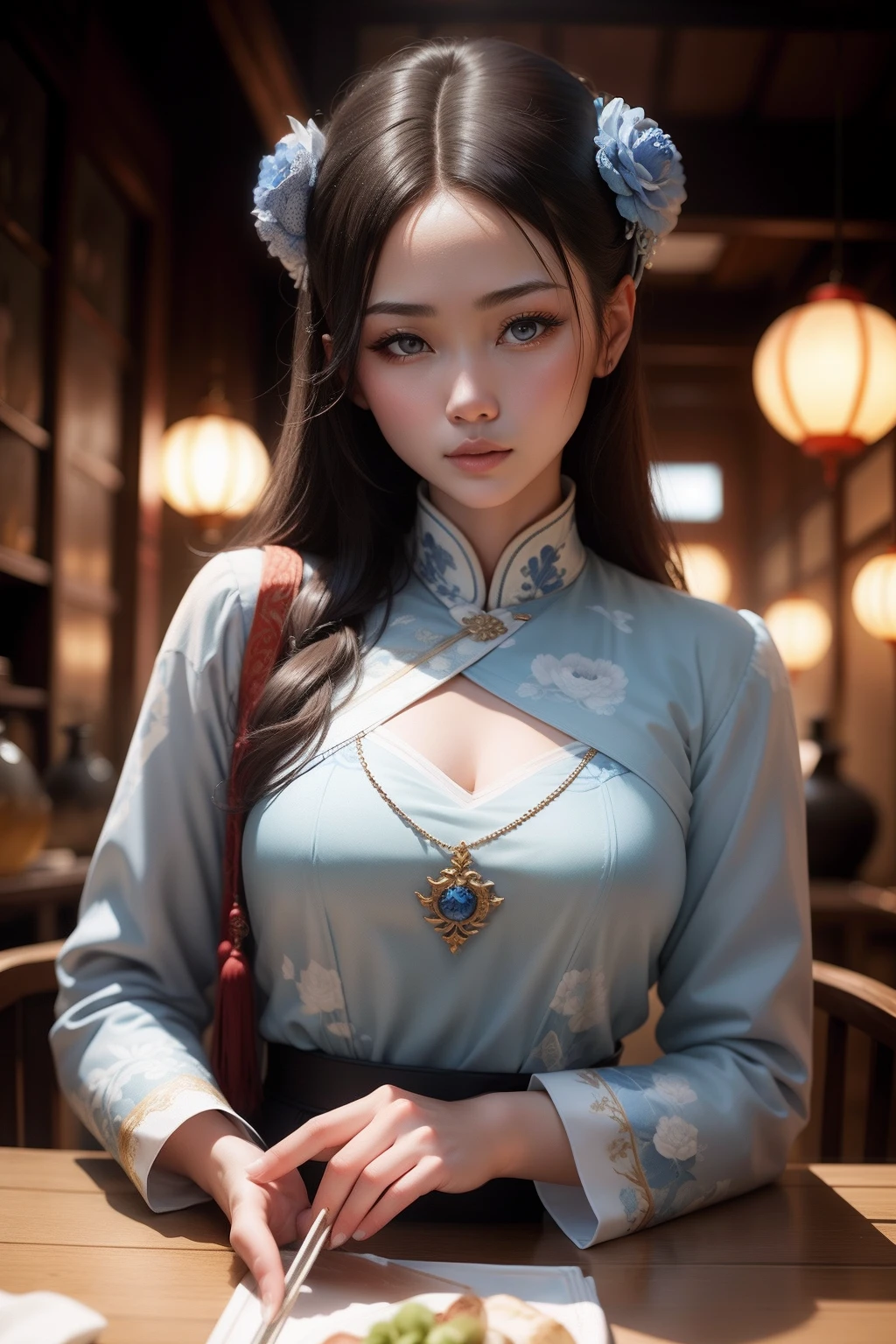 fenghuang，Blue and white porcelain，vases，Woman styling