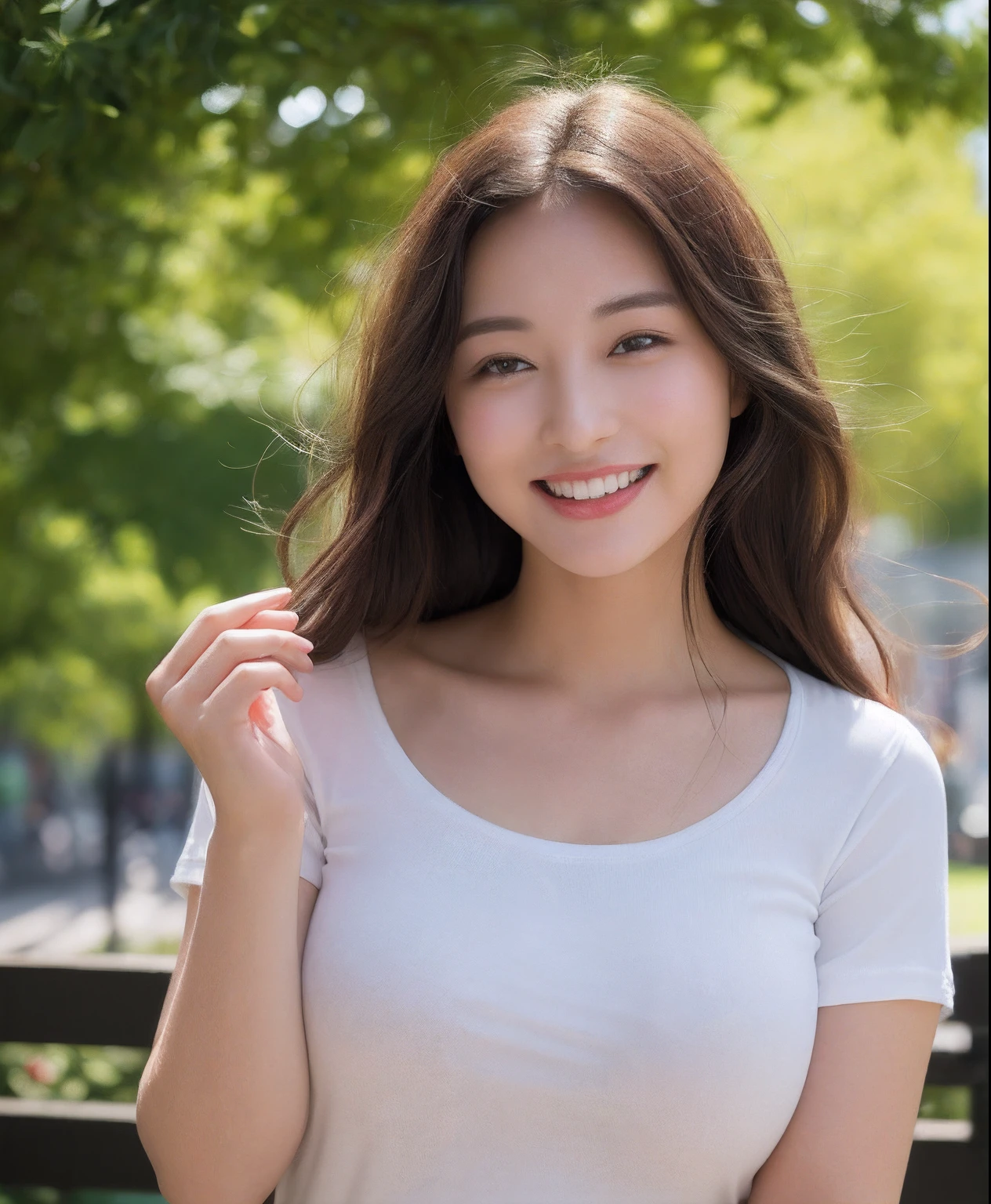Close up of woman posing for photo,  Japanese Models, Beautiful Asian Girl, 18-year-old female model,  4K、bangss、A dark-haired、bobhair、Middle hair、Straight hair、(Tank tops、onepiece:1.2),　(Super cute face in idol style:1.2)、slim and beautiful figure、Beautiful breasts、A smile、