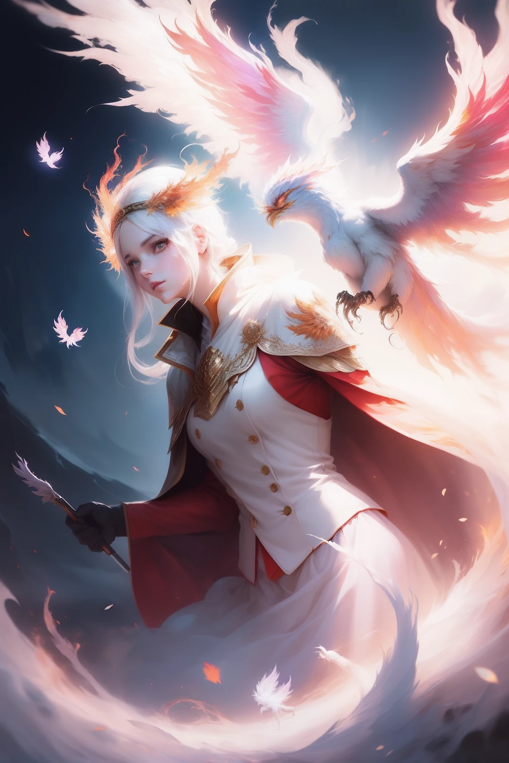 (((The Great Phoenix)))，wonderland，((White mist))，A girl