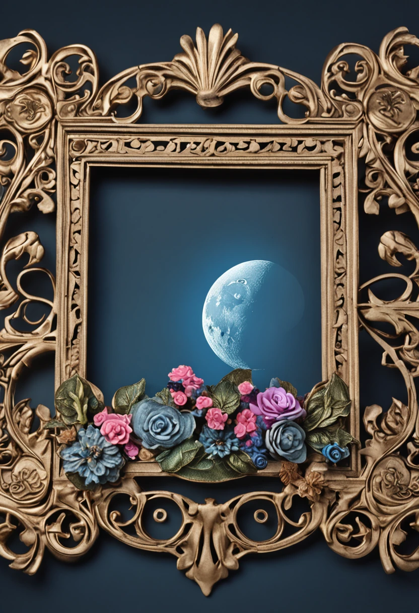 moon gothic pattern metal openwork flower picture frame no one ornament