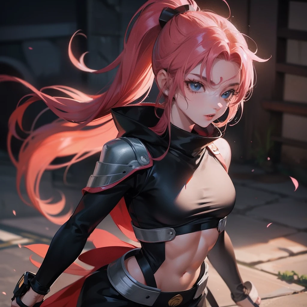 Personagem baseado na Sakura, cabelo grande, roupa de ninja, Hero Costume, animation of Boku no hero, 2d animated, .