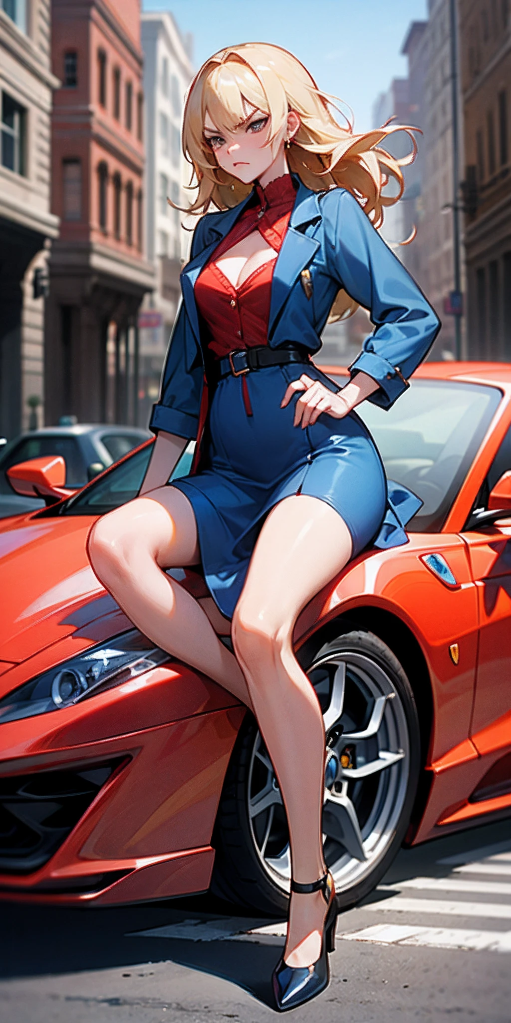 ((Highest quality、masterpiece、Anime Style、Highest quality、High resolution、8k、detailed、ultra-detailed:1.3))、Long legs、Sharp focus:1.2, Beautiful woman with perfect figure:1.4、(smile:1.2), double eyelid、30-year-old woman、Sexy pose、((((Shut your mouth.、One Woman、ワンピース:1.5)))),The background is tokyo