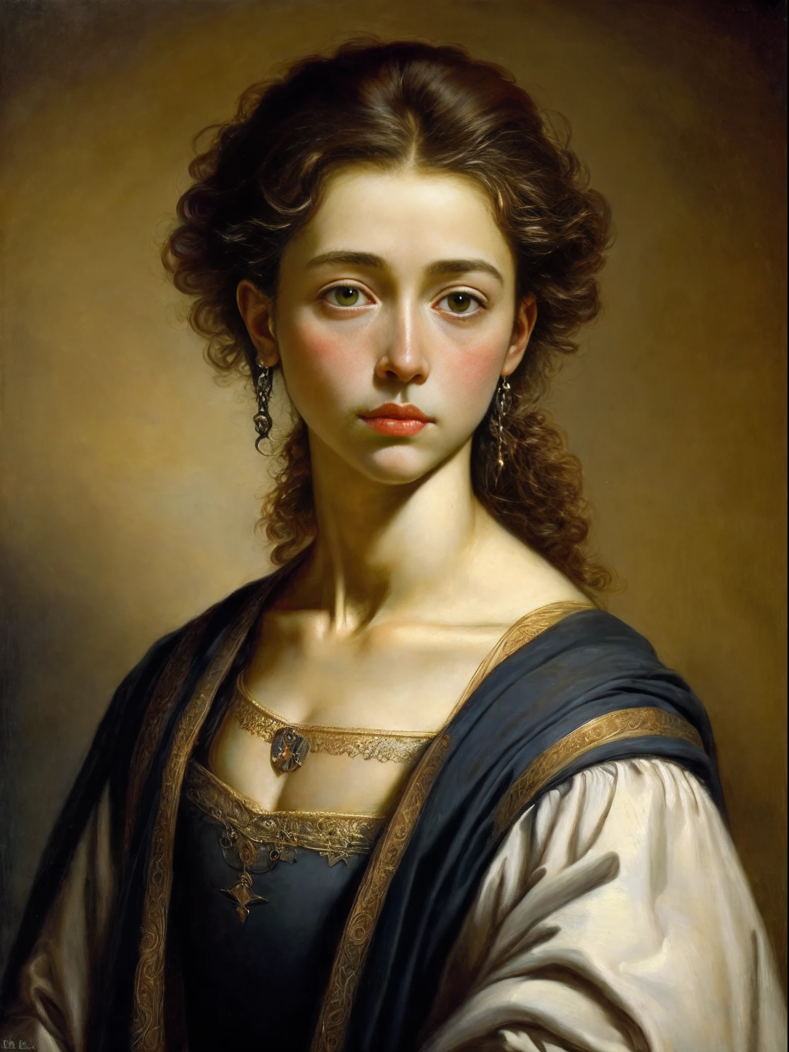 Classical art portrait painting,(academic art),Eugene de Blas,A half body
