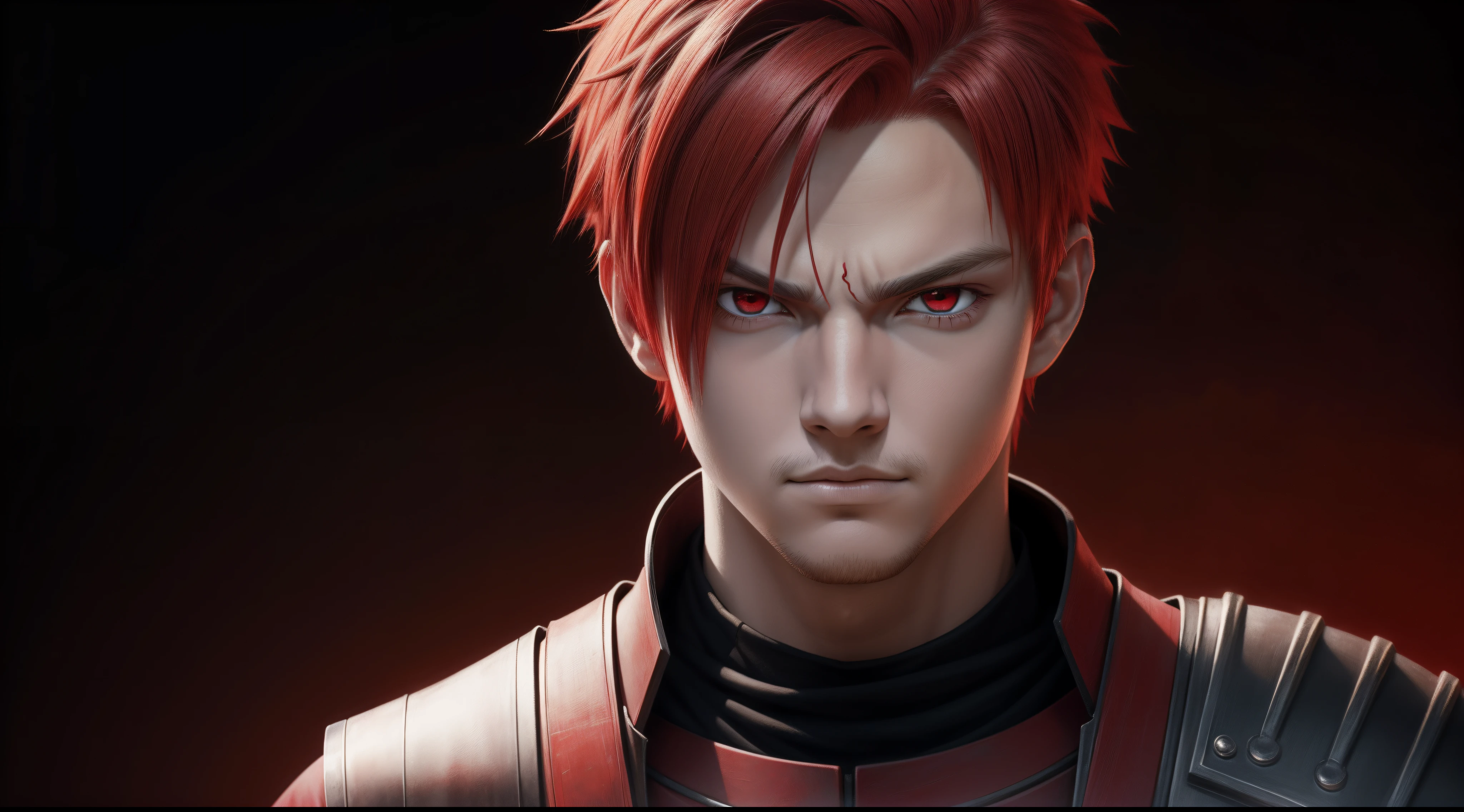 Portrait, masterpiece, solo, extremely accurate rendering, amazingly handsome Gaara boy, reliable, savior of the world, simple design, best picture, 8K, light red eyes, plus color with the original demon ninja.