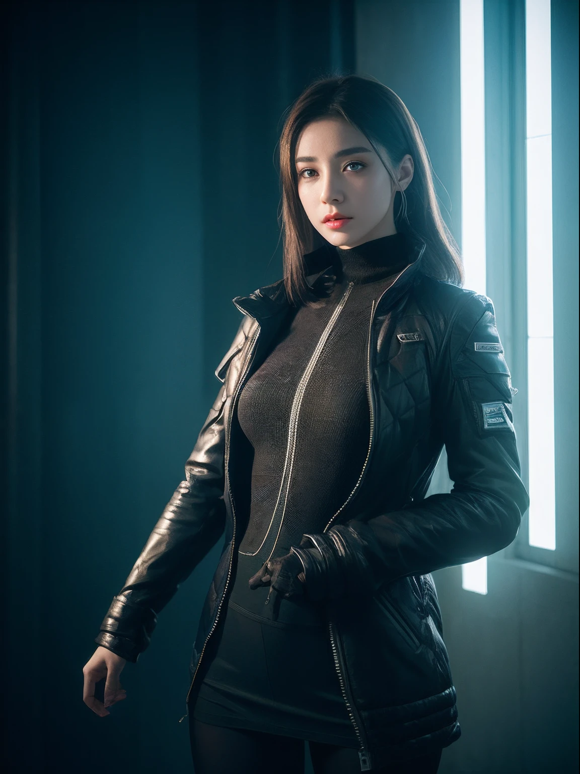 3D, A beautiful cyberpunk female image,hdr(HighDynamicRange),Ray traching,NVIDIA RTX,Hyper-Resolution,Unreal 5,Subsurface scattering、PBR Texture、post-proces、Anisotropy Filtering、depth of fields、maximum definition and sharpness、Many-Layer Textures、Albedo e mapas Speculares、Surface coloring、Accurate simulation octane rendering of light-material interactions、Two-colored light、largeaperture、Low ISO、White balance、the rule of thirds、8K raw data、blackstockings