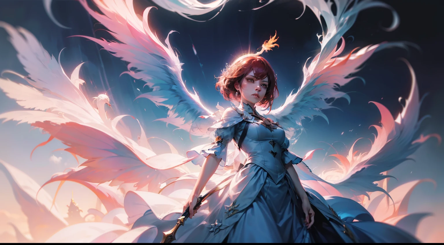 (((The Great Phoenix))),wonderland,((White mist)),A girl