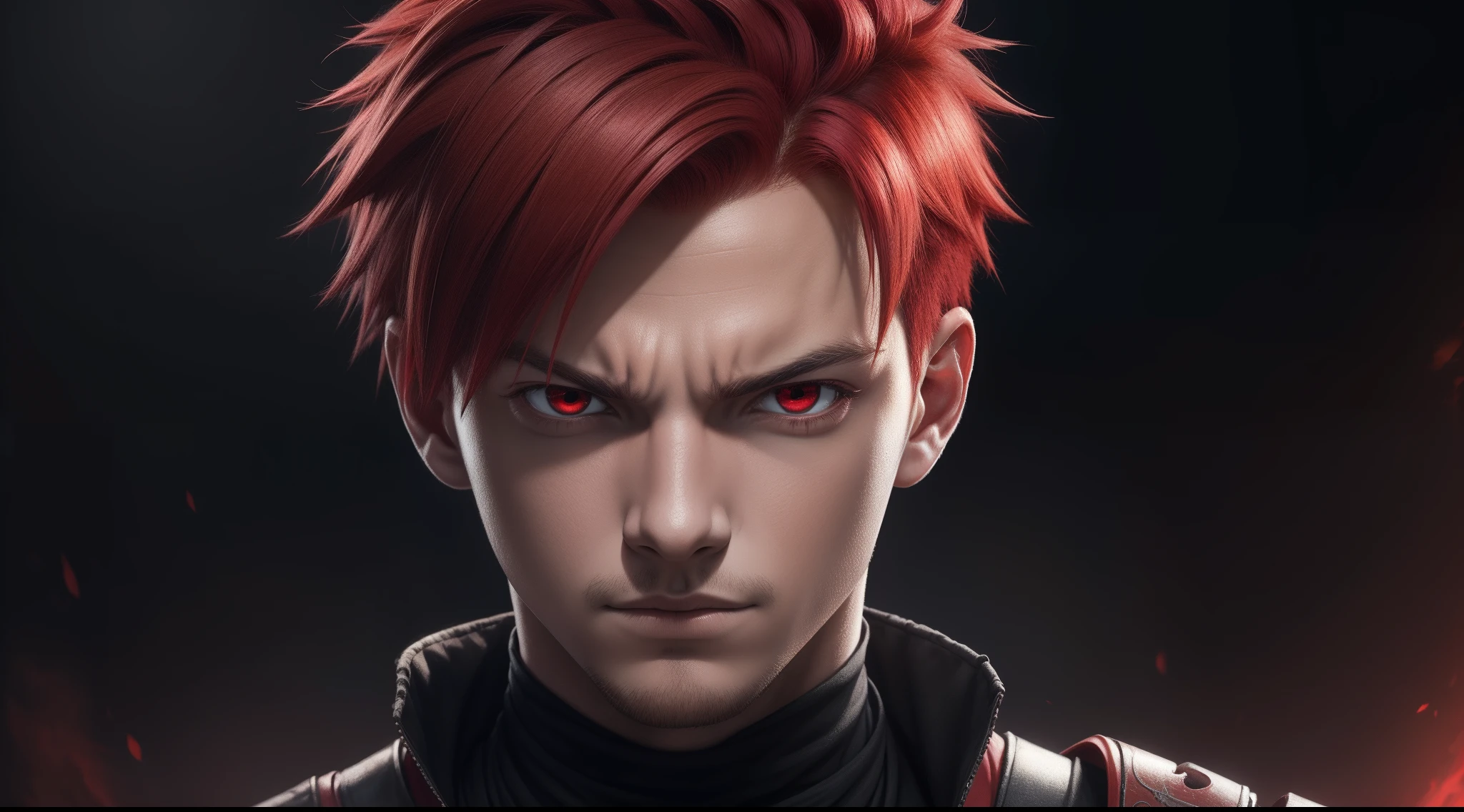 Portrait, masterpiece, solo, extremely accurate rendering, amazingly handsome Gaara boy, reliable, savior of the world, simple design, best picture, 8K, light red eyes, plus color with the original demon ninja.