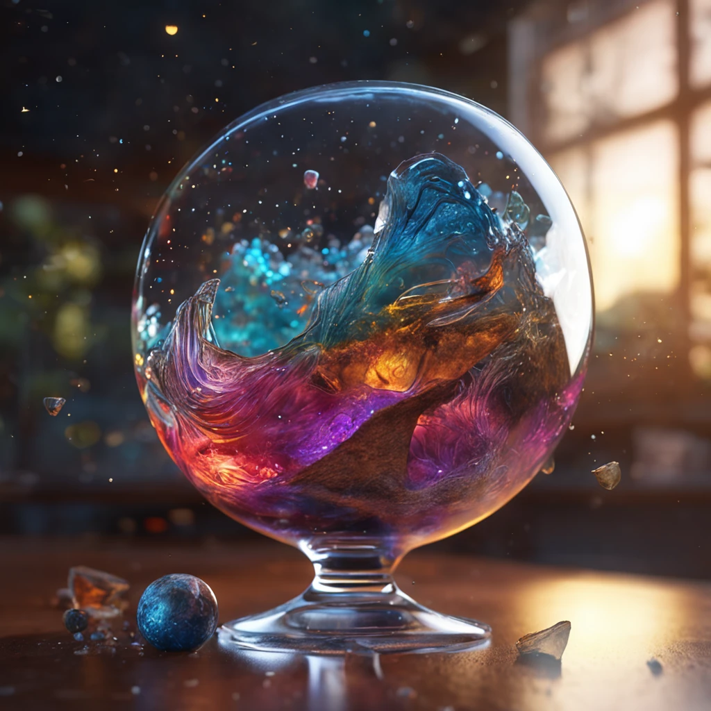 Universe in a glass, the entire universe contained inside a glass, planets and galaxies in a glass, wooden dining table, super realistic, hyper detailed, dramatic lighting, 4k, ultra hd, realistic, vivid colors, highly detailed, UHD drawing, pen and ink, perfect composition, beautiful detailed intricate insanely detailed octane render trending on artstation, 8k artistic photography, photorealistic concept art, soft natural volumetric cinematic perfect light