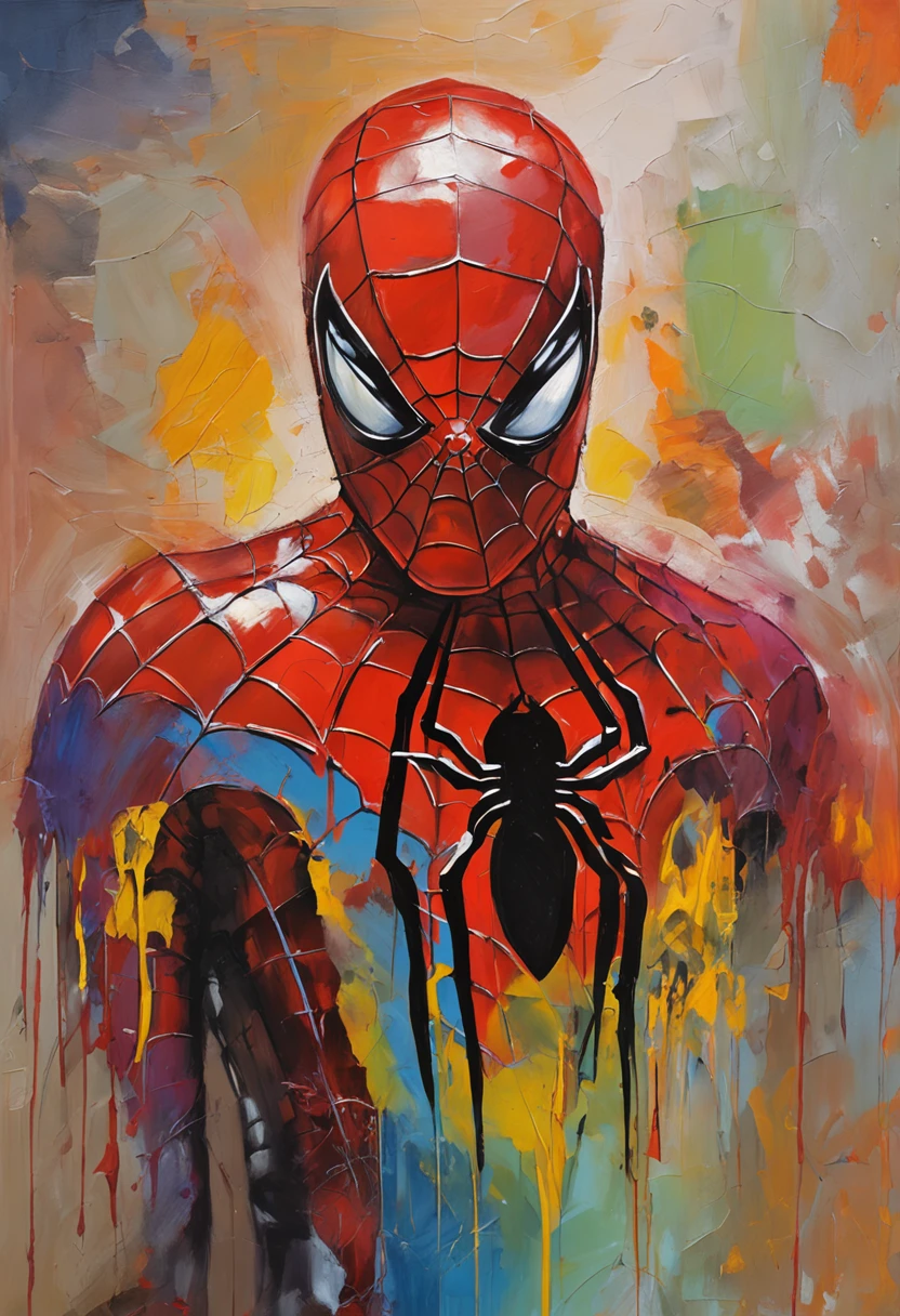 A Spider-Man in Cybernetic Armor, Ultra detallado, color rojo . ::n_ dibujo, Imperfection, baja calidad, dollface, juego, anime, firma
