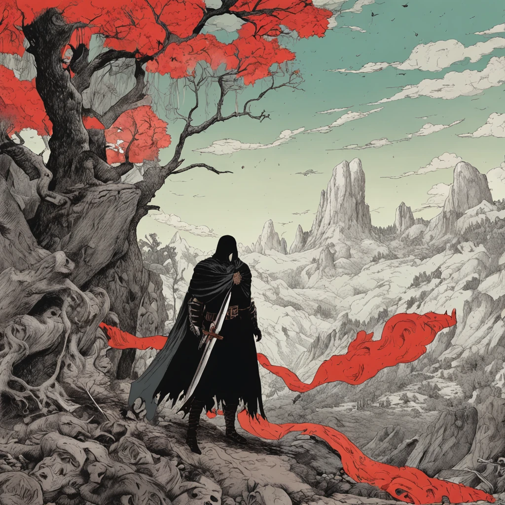Generate a stunning, museum-worthy painting of the iconic Berserk character. The image should exude an air of timeless artistry, reminiscent of a centuries-old masterpiece. Griffith should be depicted in their signature attire and pose, standing against a backdrop that encapsulates the essence of the Berserk series. The background should reflect the world and themes of the anime, and the overall quality should be so remarkable that it could be mistaken for a genuine work of art from a bygone era.