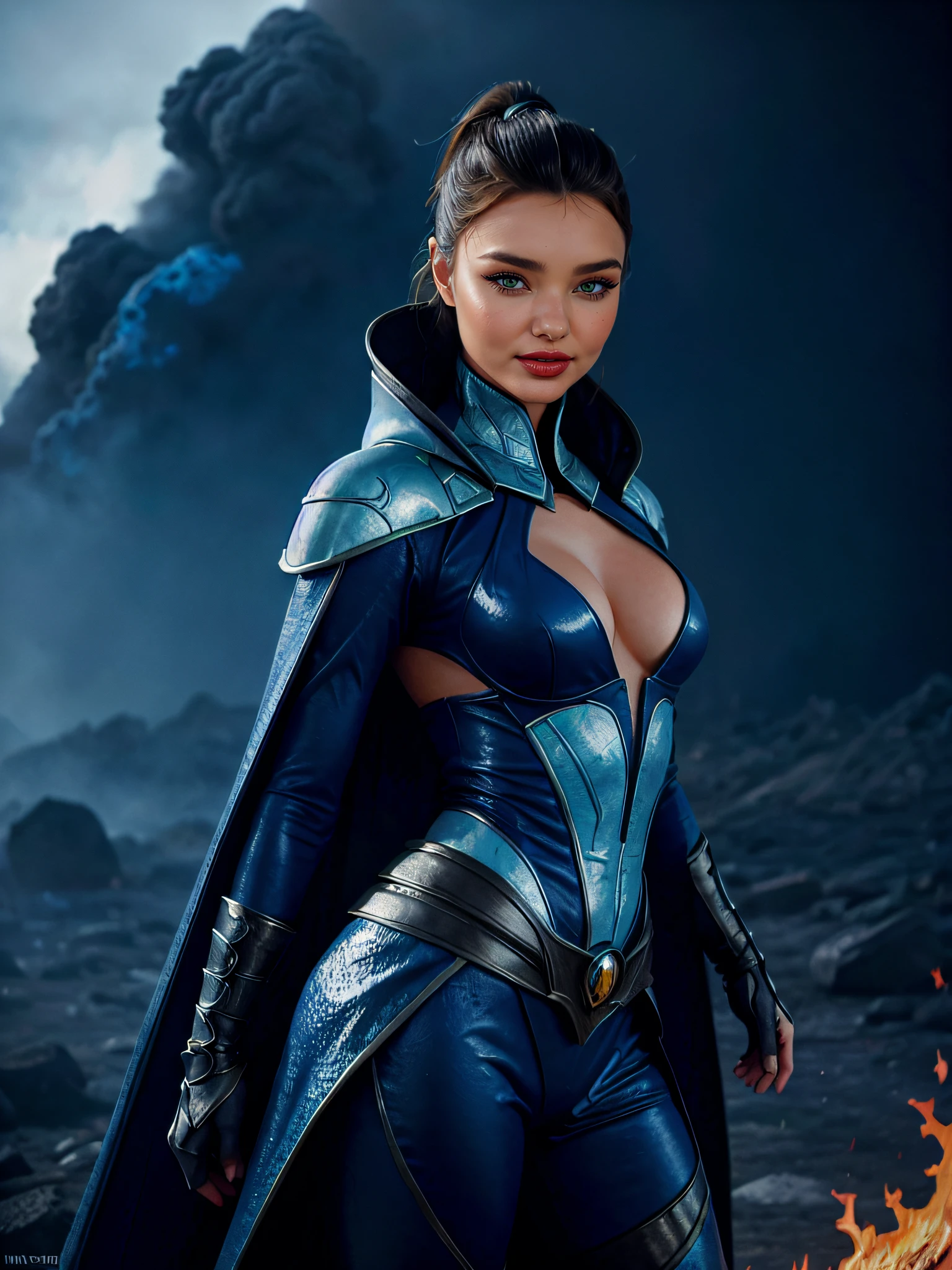 Miranda Kerr, olhar sombrio, (olho verde natureza), olho perfeito, (maquiagem paleta escura), (eyeliner), (red matte lipstick), (rosto insanamente detalhado))
