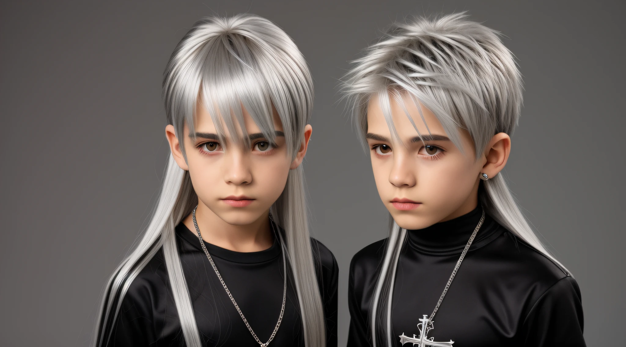SILVER HAIR KIDS MAN CABELO LONGO METAL HAIR , Gothic cross, cruz, CRUZES,