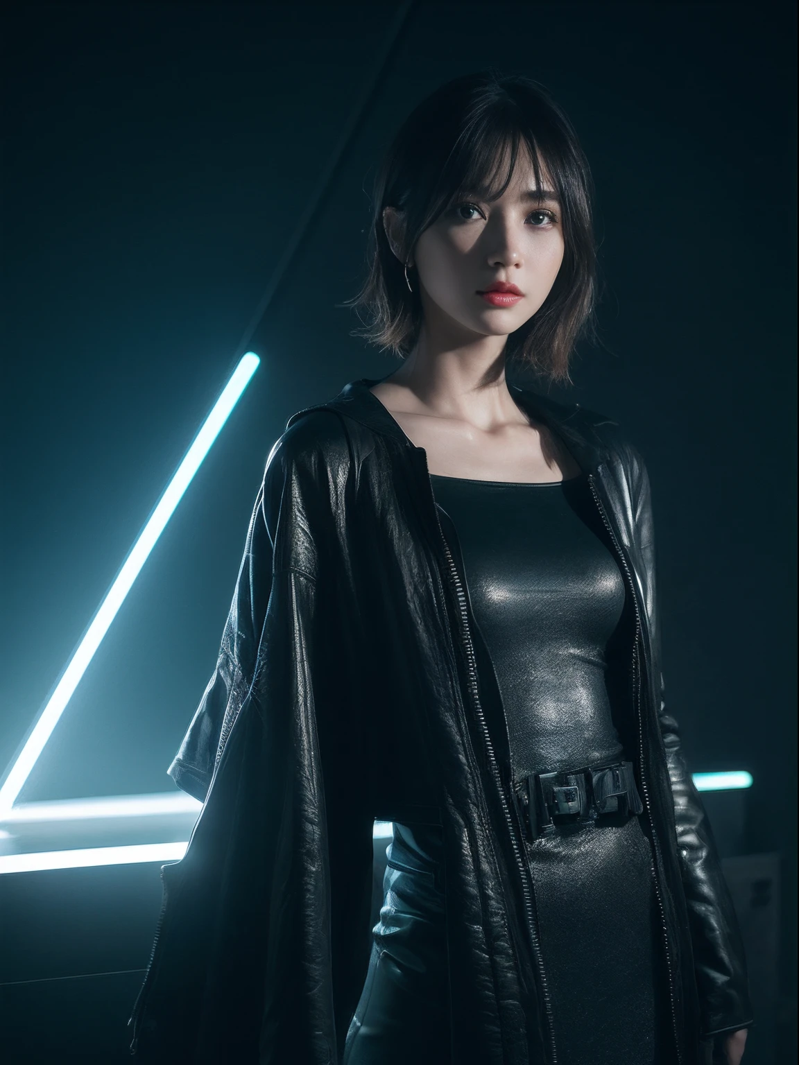 3D, A beautiful cyberpunk female image,hdr（HighDynamicRange）,Ray traching,NVIDIA RTX,Hyper-Resolution,Unreal 5,Subsurface scattering、PBR Texture、post-proces、Anisotropy Filtering、depth of fields、maximum definition and sharpness、Many-Layer Textures、Albedo e mapas Speculares、Surface coloring、Accurate simulation octane rendering of light-material interactions、Two-colored light、largeaperture、Low ISO、White balance、the rule of thirds、8K raw data、blackstockings