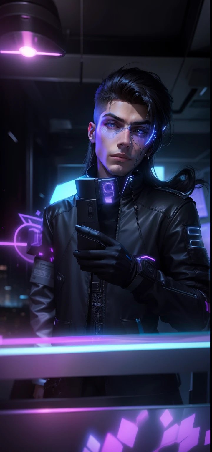 Background change cyber punk handsome boy long hair realastic face 4k image