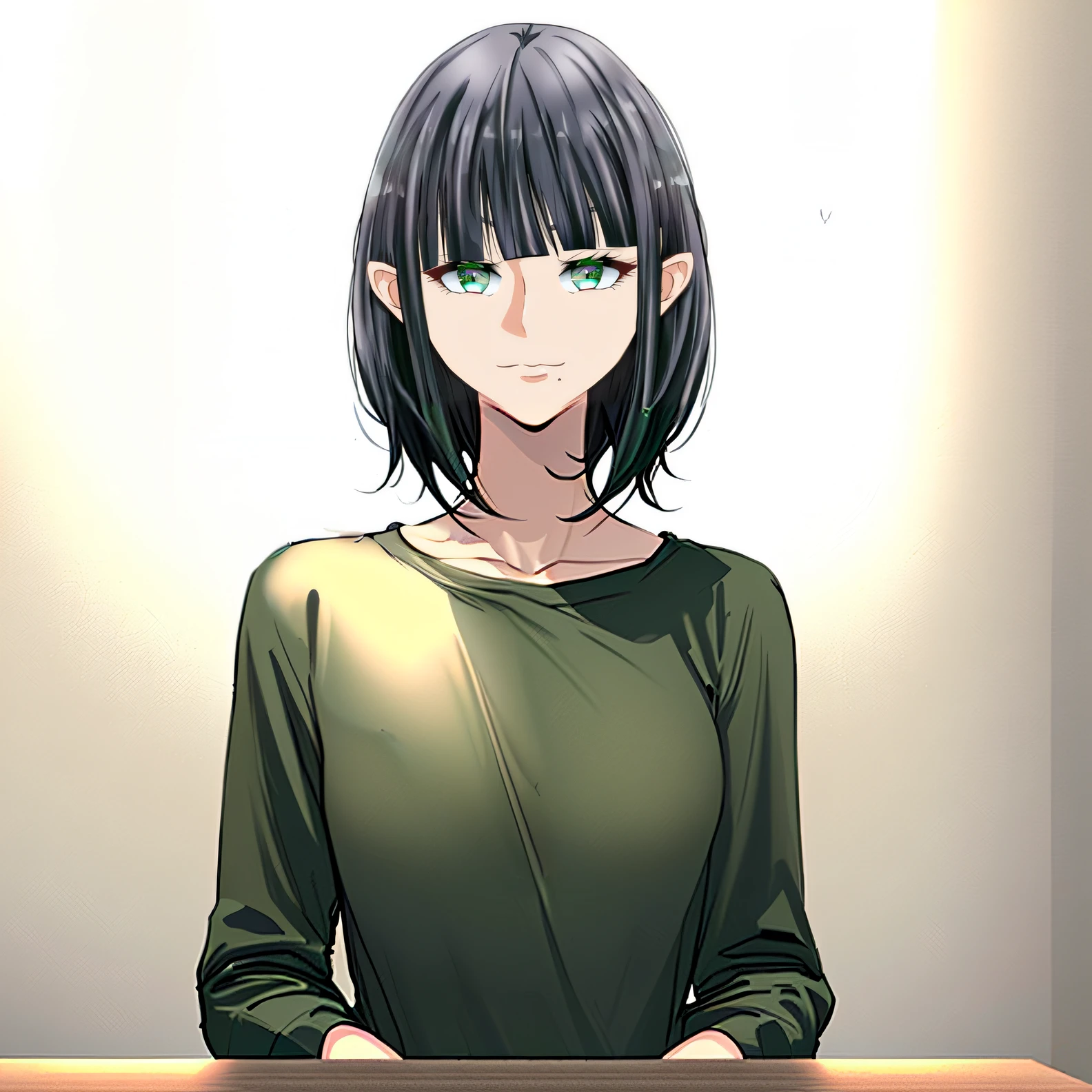 ((Near-black, deep muted dark green t-shirt:1.5)), ((Very dark green t-shirt:1.5)),((plain t-shirt:1.5))