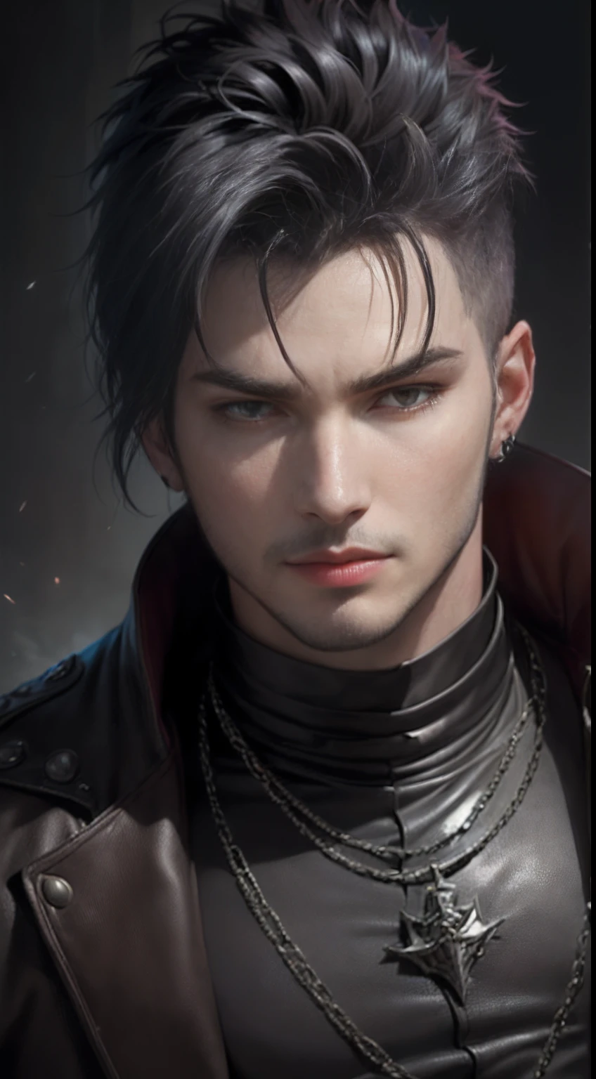 "(((portrait：Man in a dark scene)), (Adam Lambert's look), Monster hunter style, (Horror suspense, Imami-style horror), tmasterpiece, Perfect face)"