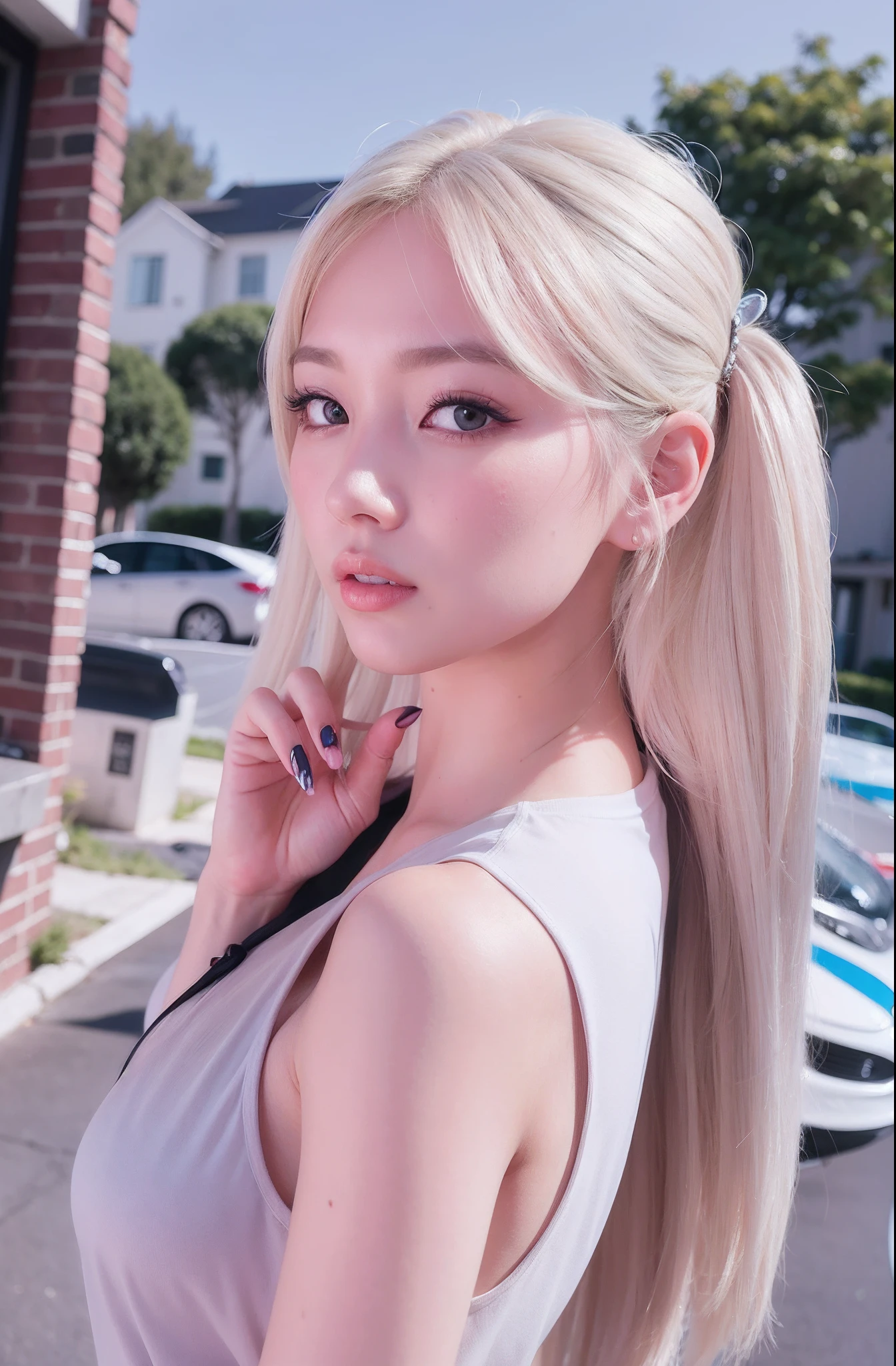 blond woman with long hair and glasses posing for a picture, ig model | artgerm, portrait of female korean idol, 8k artgerm bokeh, anime girl in real life, portrait of jossi of blackpink, roseanne park of blackpink, ulzzang, artwork in the style of guweiz, inspired by Yanjun Cheng, soft portrait shot 8 k
